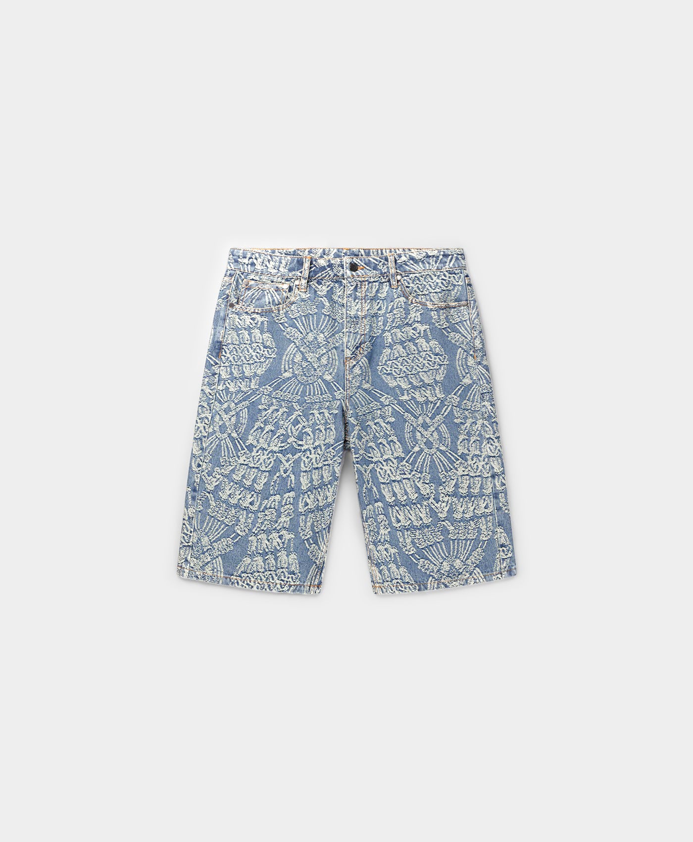 DP - Mid Blue Macrame Denim Shorts - Packshot - front 