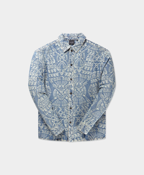 Tシャツ・カットソー DAILY PAPER SS25 MACRAME RAHUL SHIRT (2513092 MEDIUM) MACRAMERAHULSHIRT_MIDBLUE_Fron