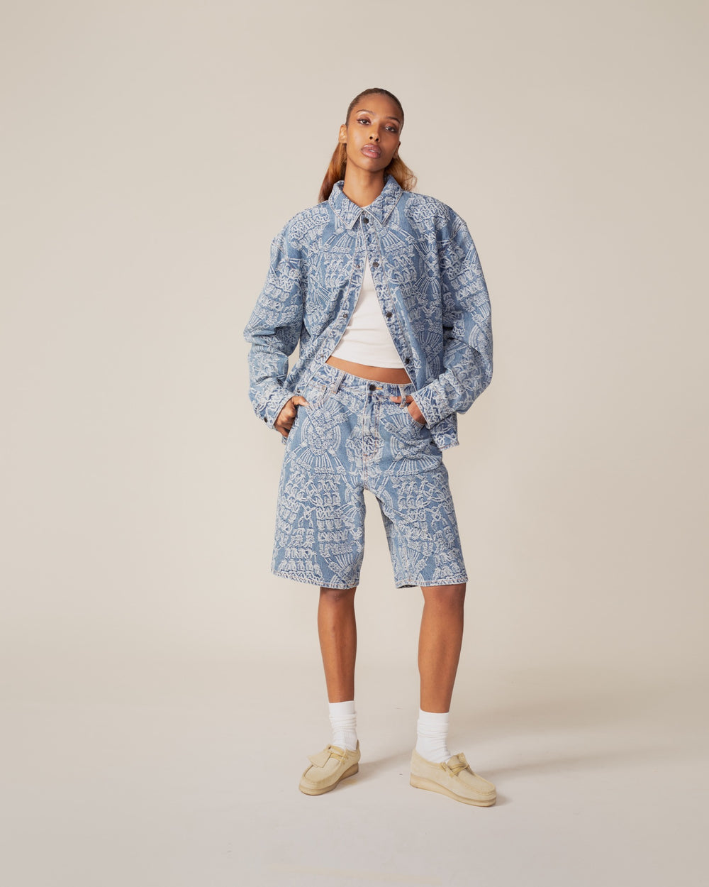 DP - Mid Blue Macrame Rahul Shirt - wmn - front