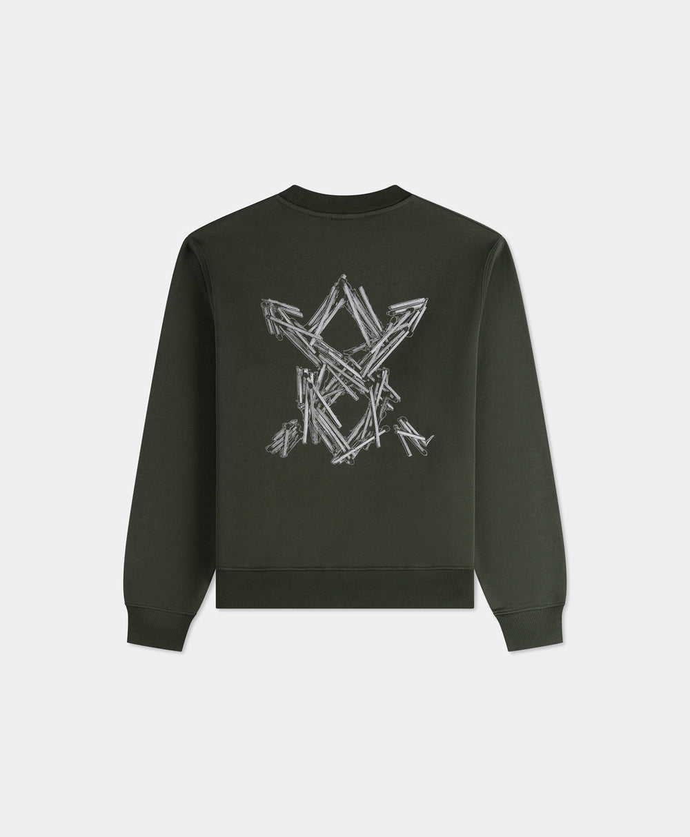 DP - Rosin Green Matchstick Shield Sweater - Packshot - rear