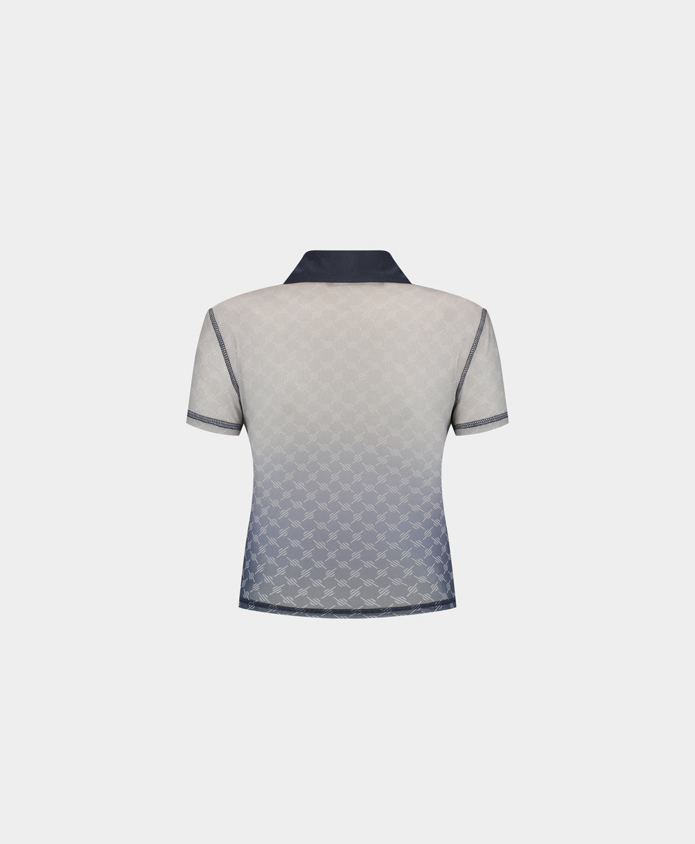 DP - Blue Mesh Monogram Polo - Packshot - rear