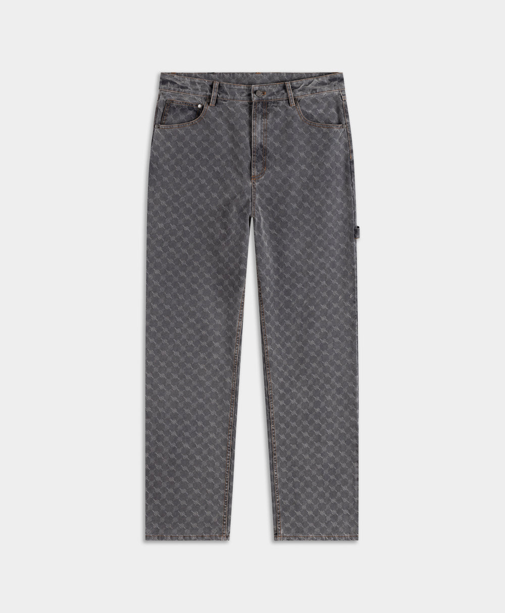DP - Grey Monogram Workwear Amba Jeans - Packshot - front 