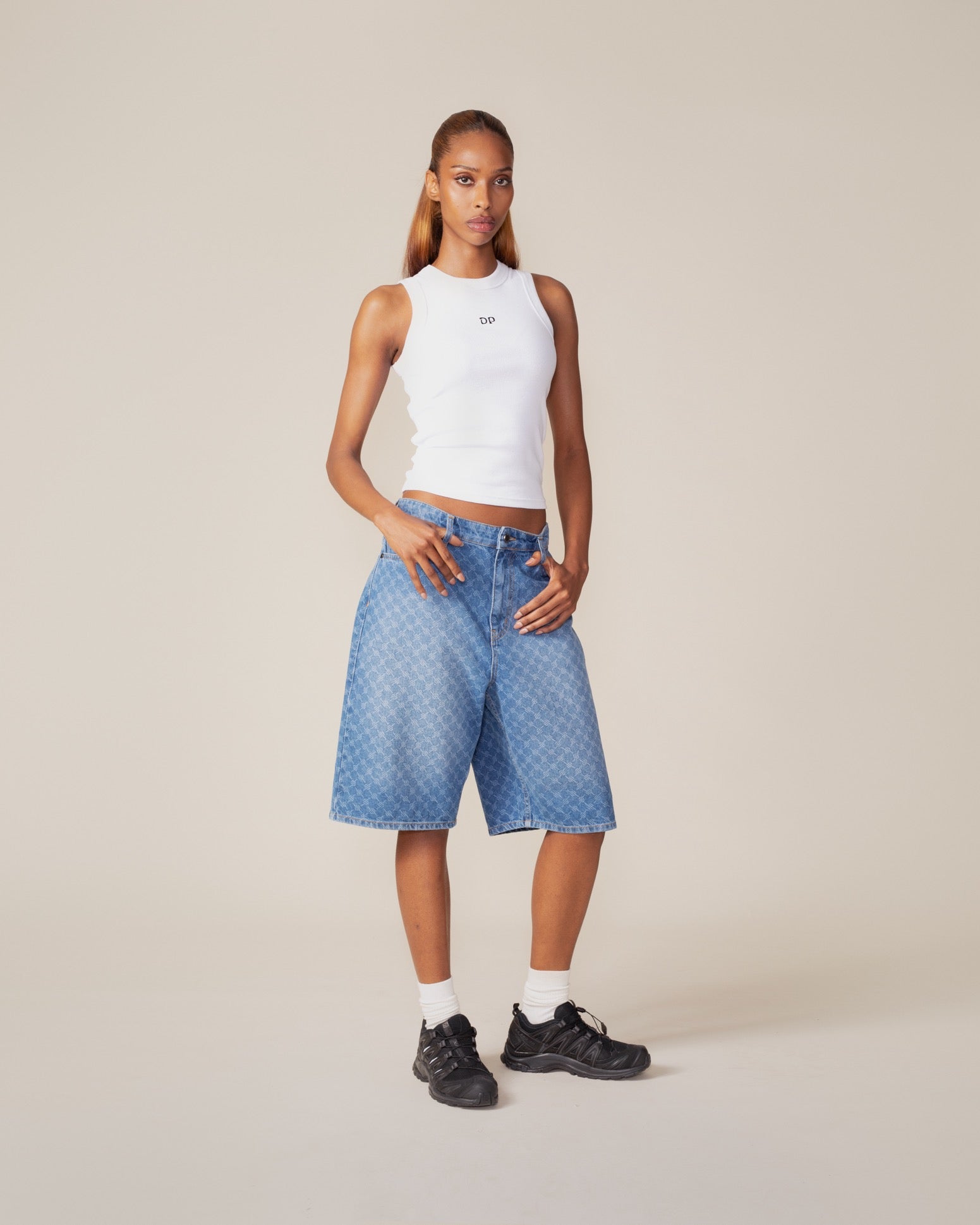 DP - Blue Monogram Denim Shorts - Packshot - wmns