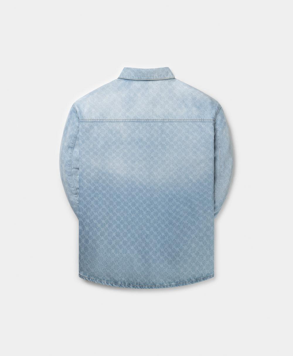 DP - Mid Blue Rahul Monogram Denim Shirt - Packshot - Rear