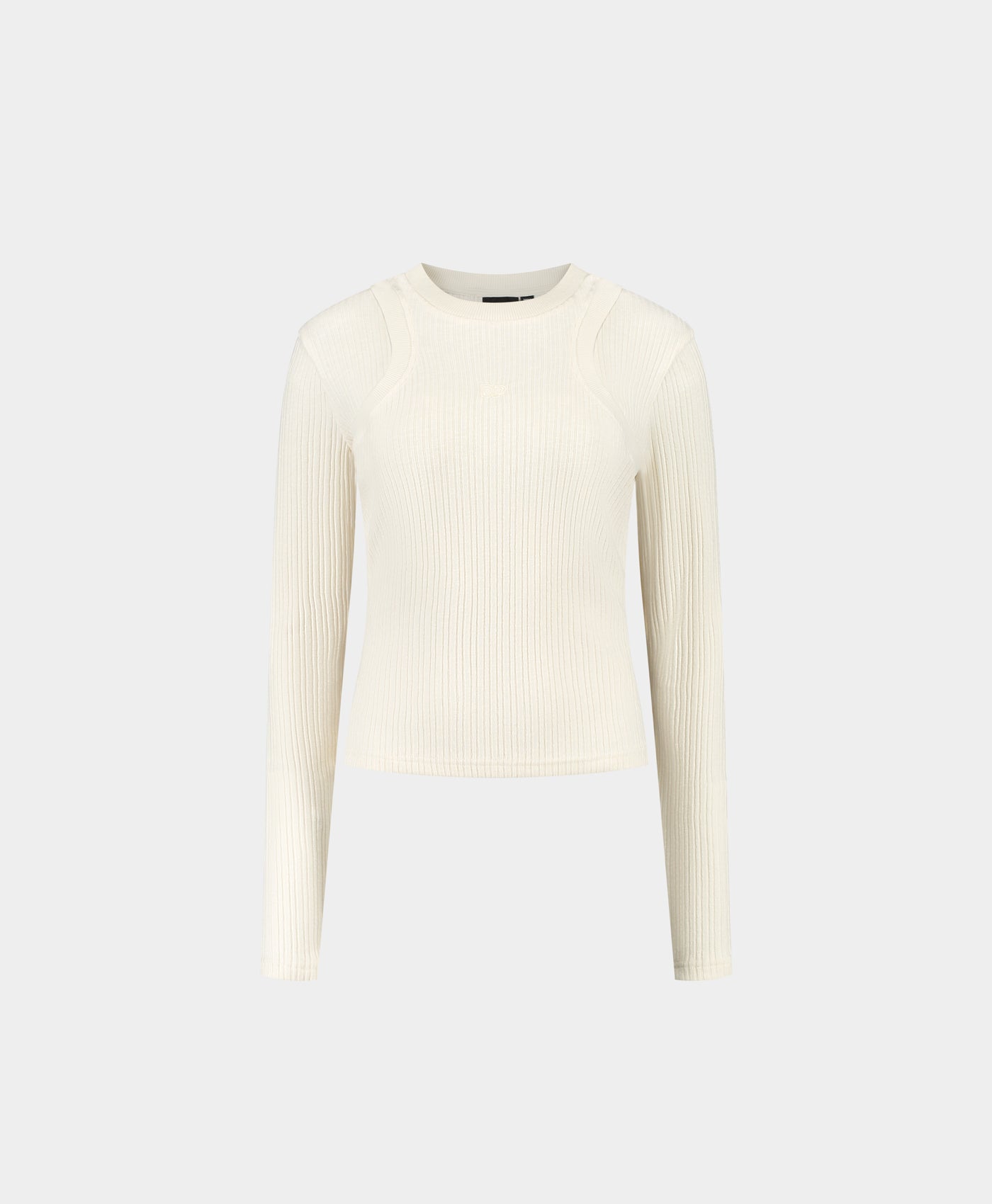 DP - Beige Rib Overlayer Top - Packshot - front 