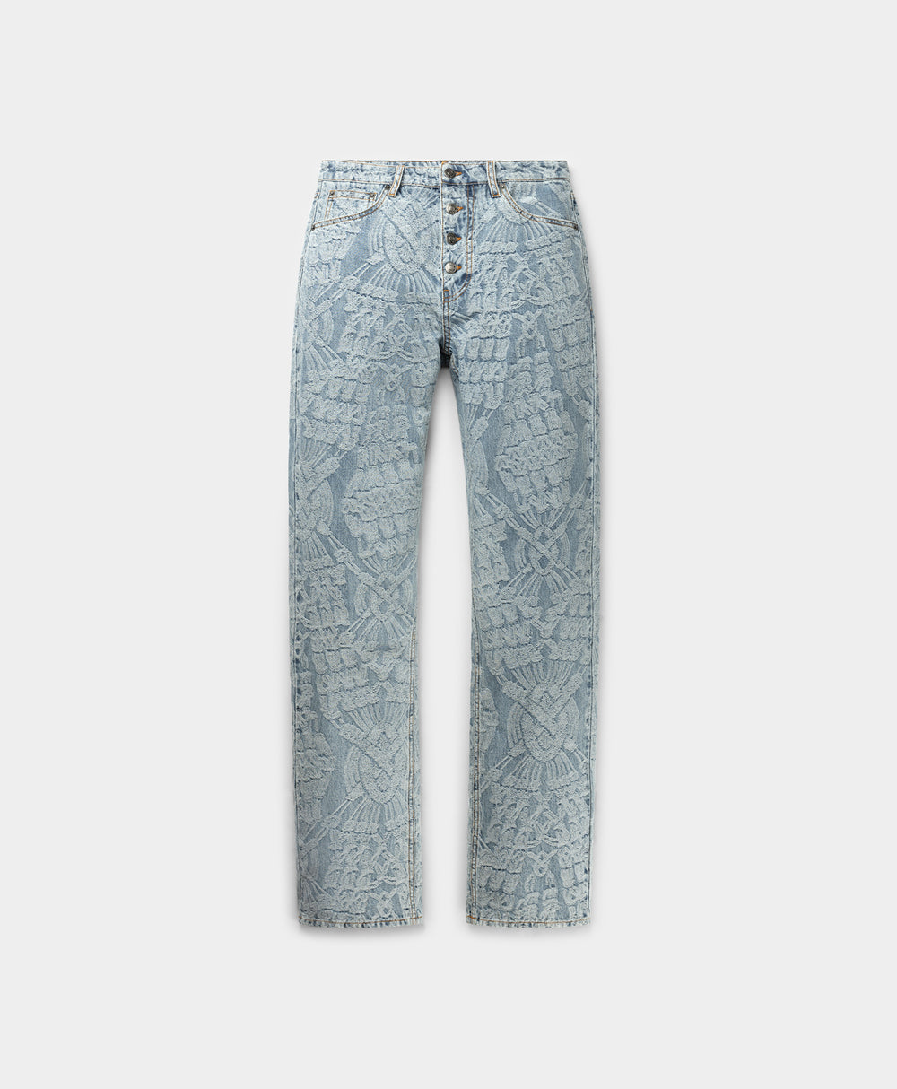 DP - Light Blue Settle Macrame Denim Pants - Packshot - Front