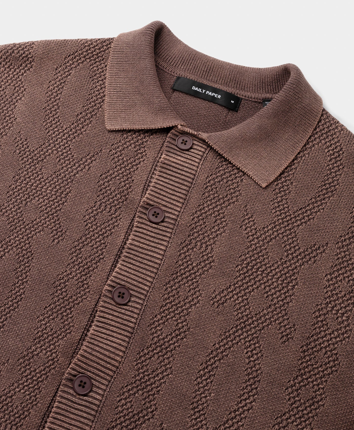 DP - Bordeaux Red Shield Cable Cardigan - Packshot - detail