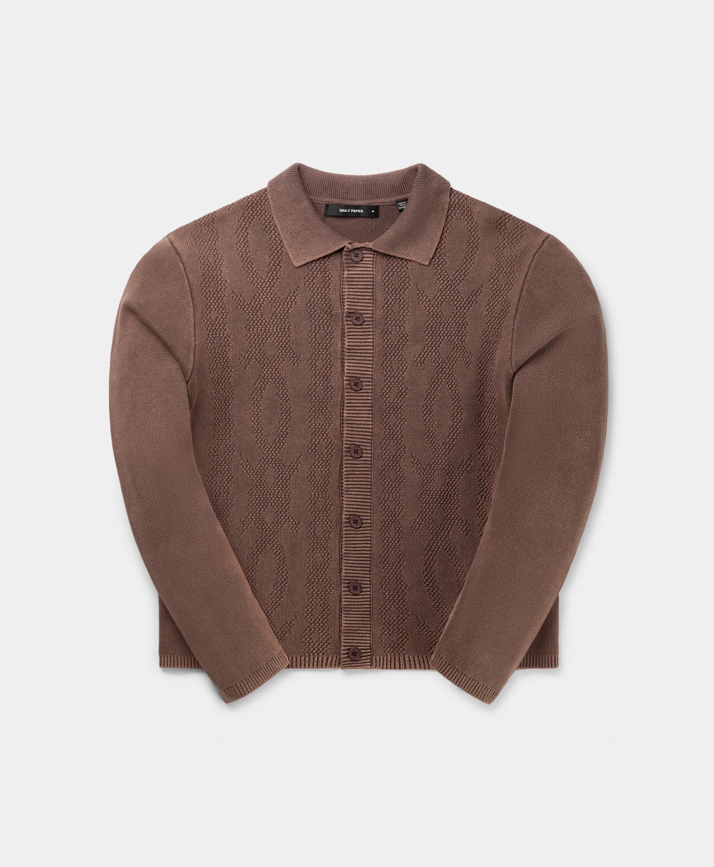 Daily Paper Bordeaux Red Shield Cable Cardigan