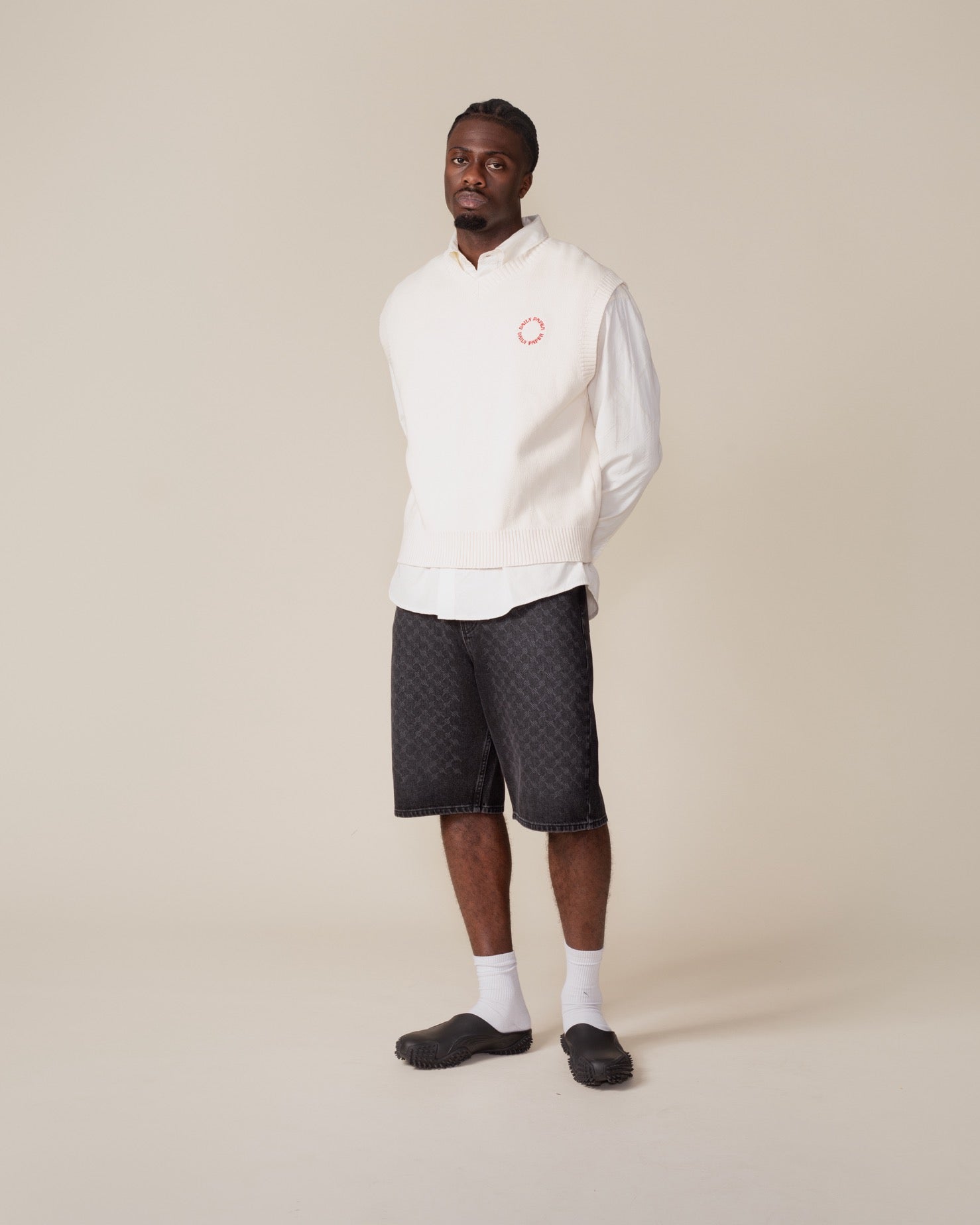 DP - Off White Slub Knit Orbit Spencer  - Modelshot - front 