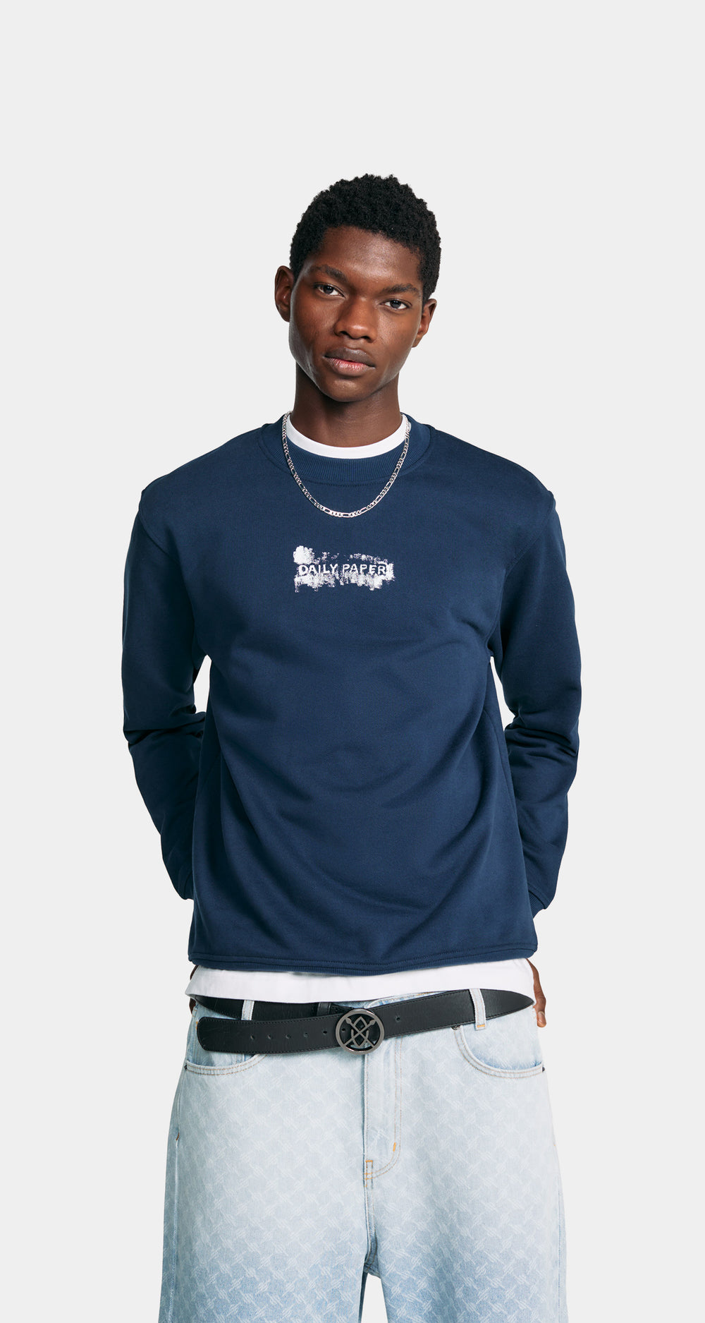 DP - Peagant Blue Scratch Logo Sweater - Men - Rear