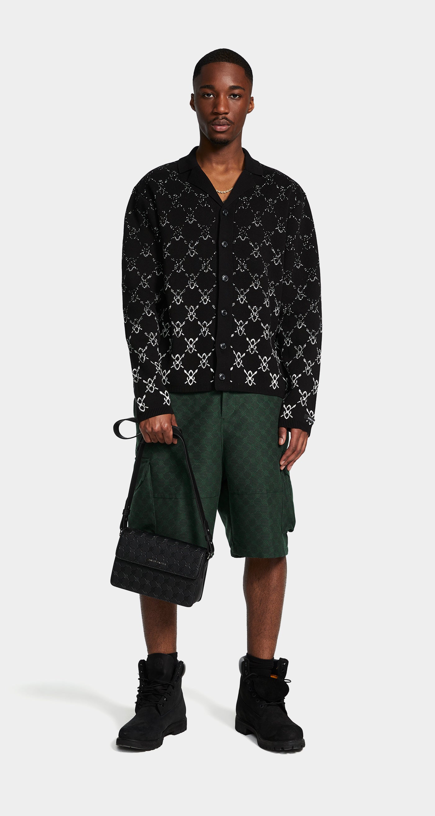 DP - Black Kirabo Gradient Knit Sweater Boxy Cardigan - Men - Front