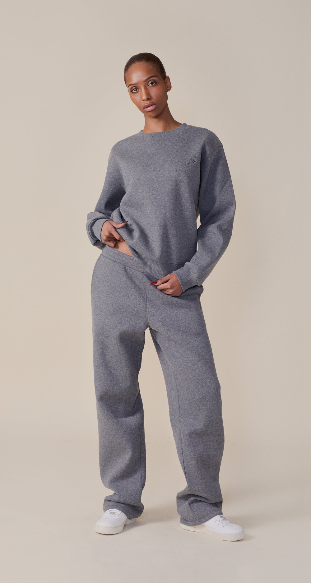 DP - Grey Marl Mono Rib Sweater - wmn - front 