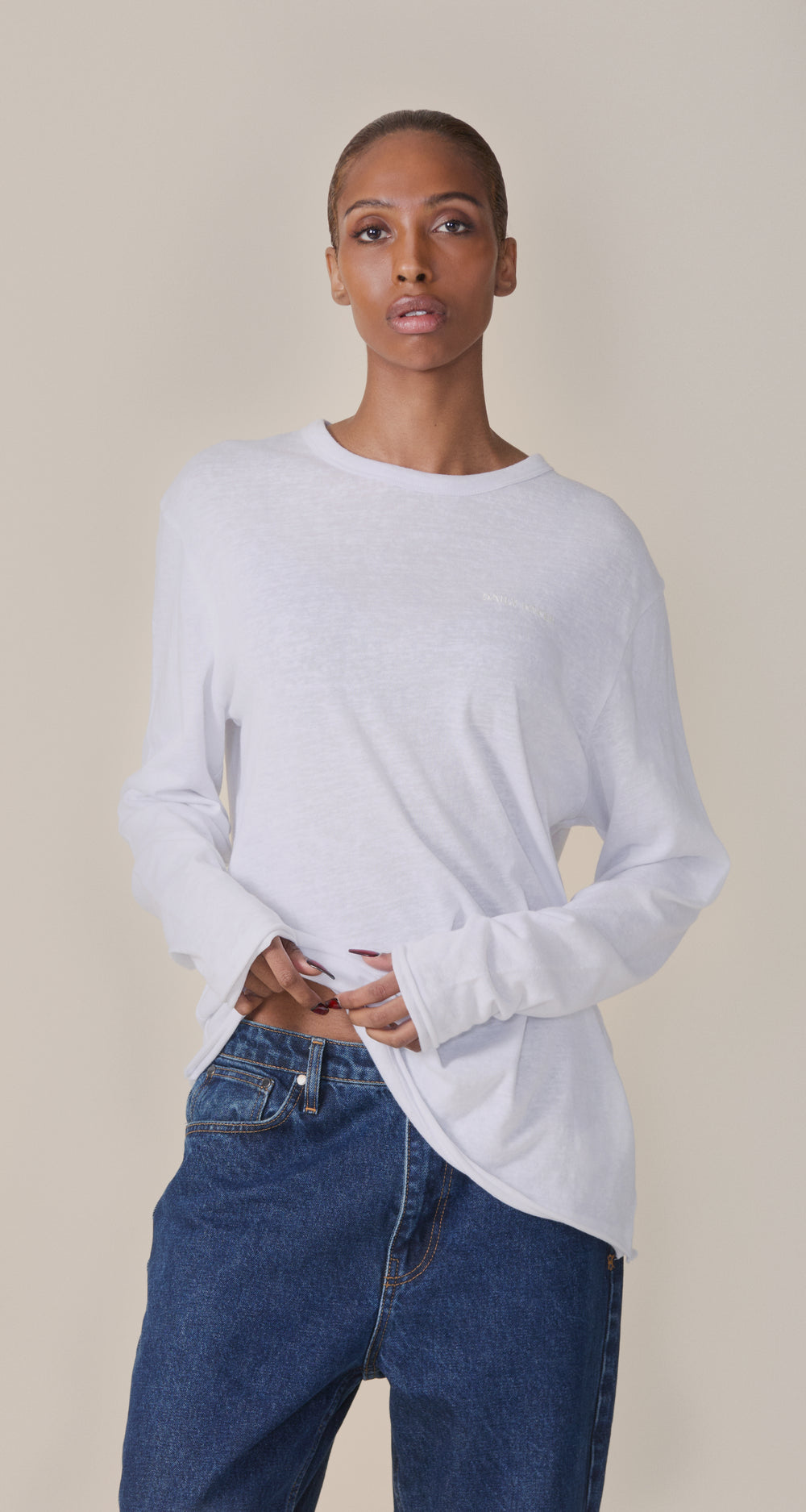 DP - White Slub Longsleeve - wmn - front 