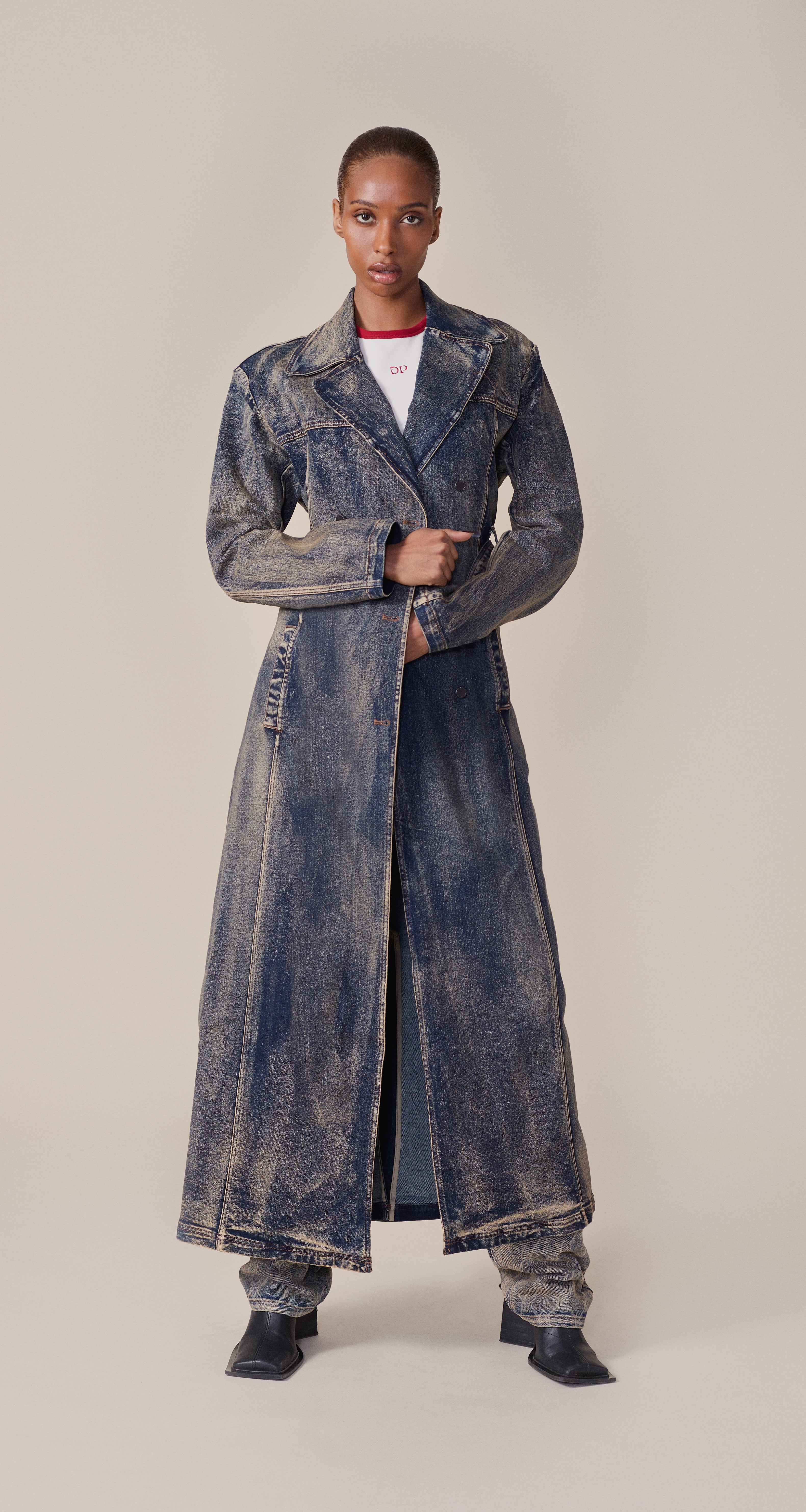 DP - Brown Wash Vintage Wash Trenchcoat - wmn - front