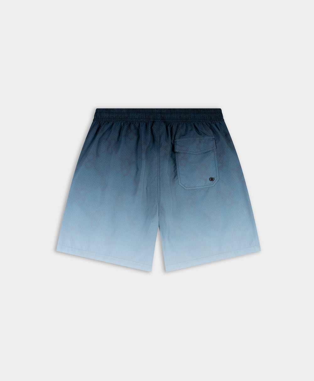 DP - Blue Wing Teal Ombre Dotted Shield Swimshorts - Packshot - Rear