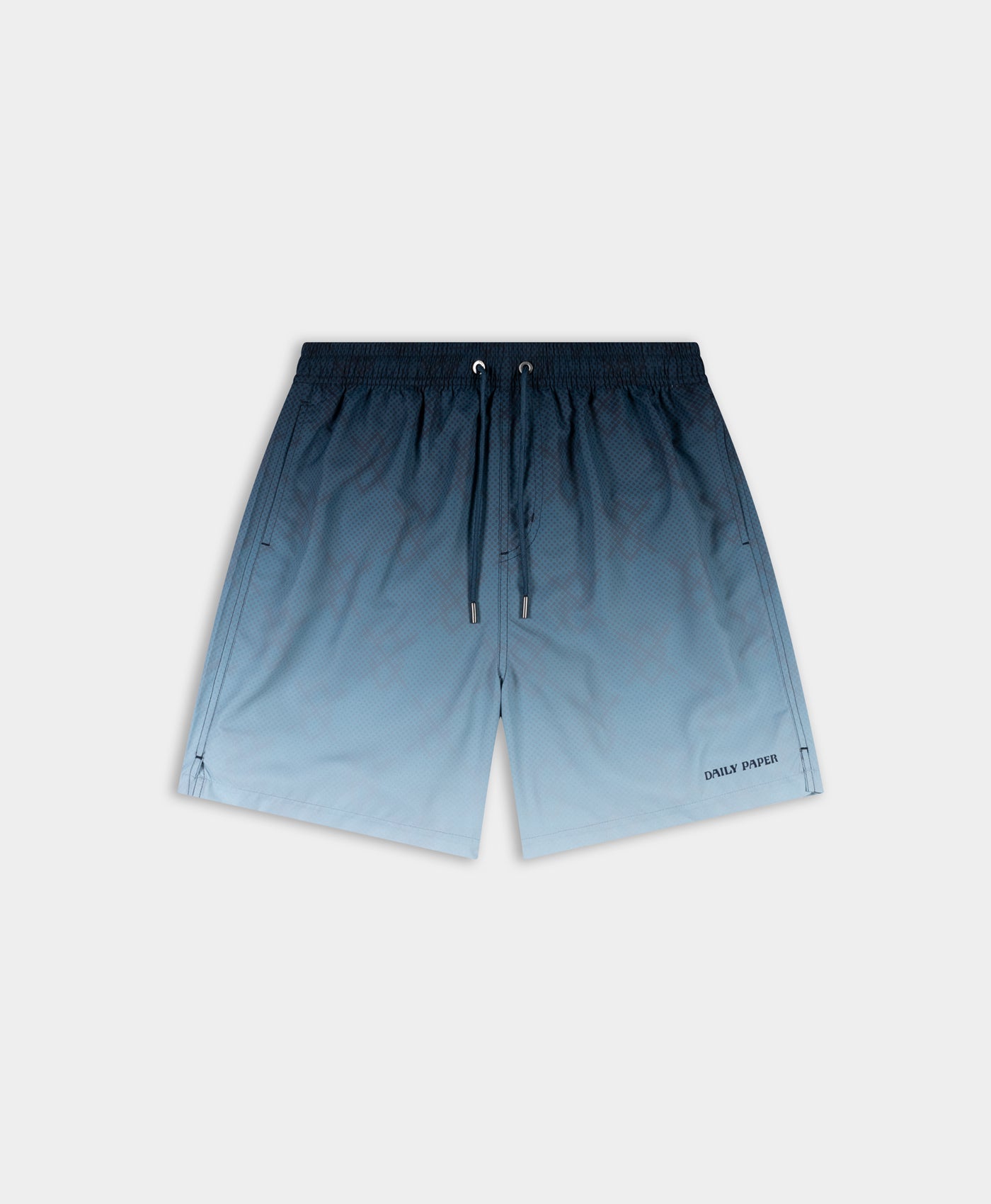 DP - Blue Wing Teal Ombre Dotted Shield Swimshorts - Packshot - Front