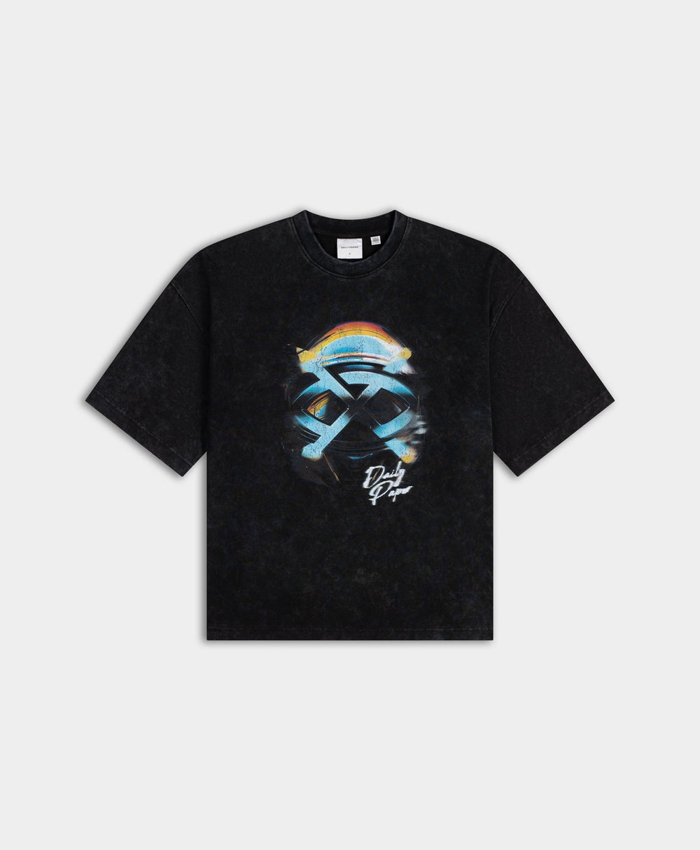 DP - Washed Black Shield Helmet SS T-Shirt - Packshot - Front