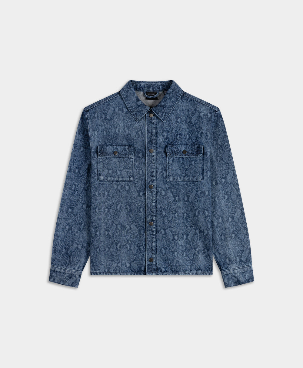 DP - Blue Snake Laser Rahul Denim Shirt - Packshot - Front