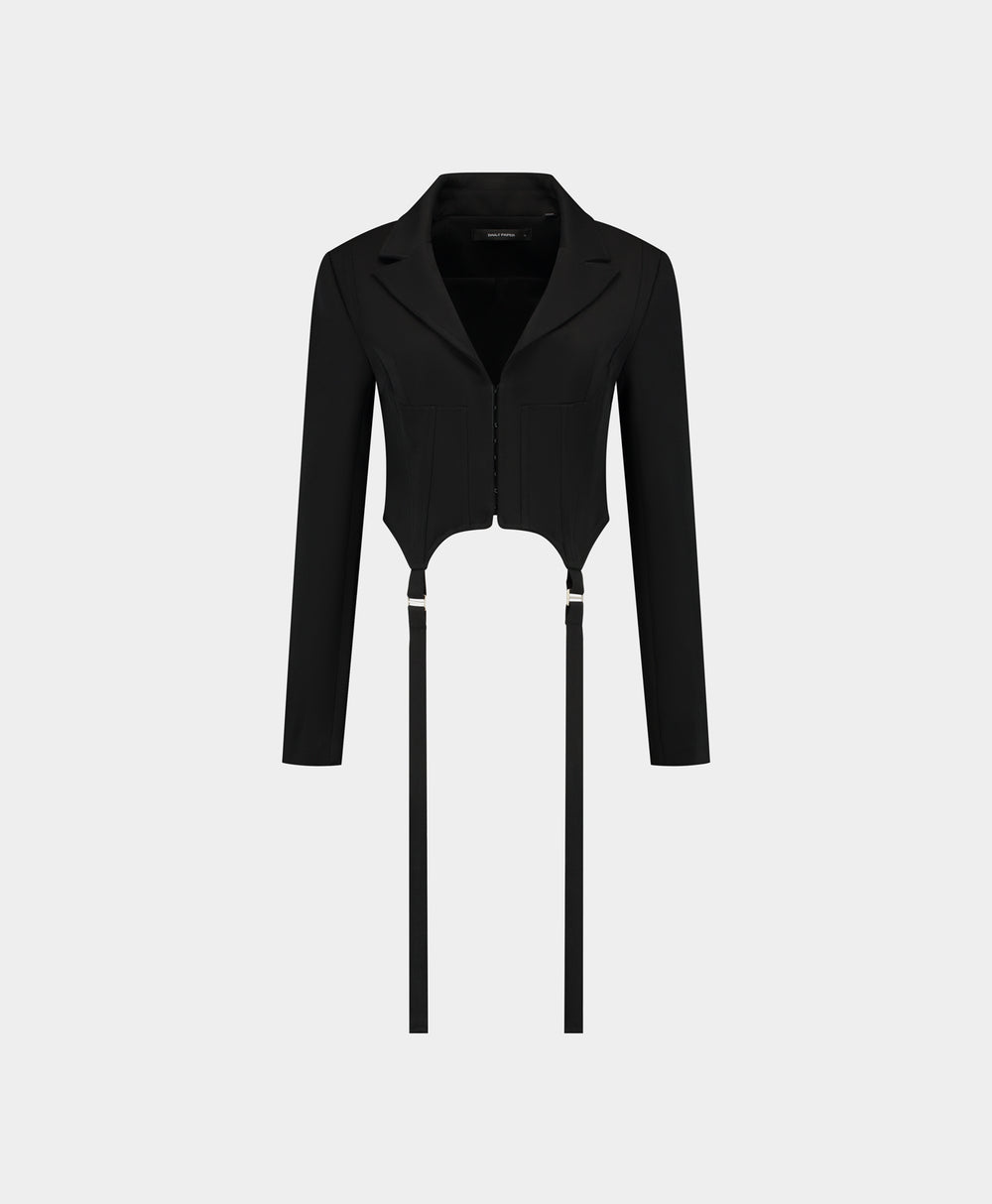 DP - Black Corset Strap Blazer - Packshot - front 