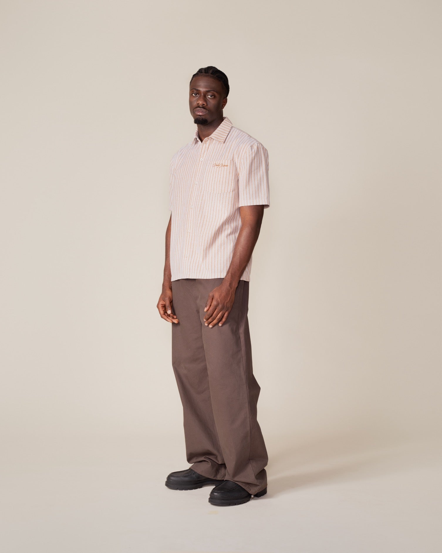 DP - Beige Stripe Shirt - Modelshot - mens 