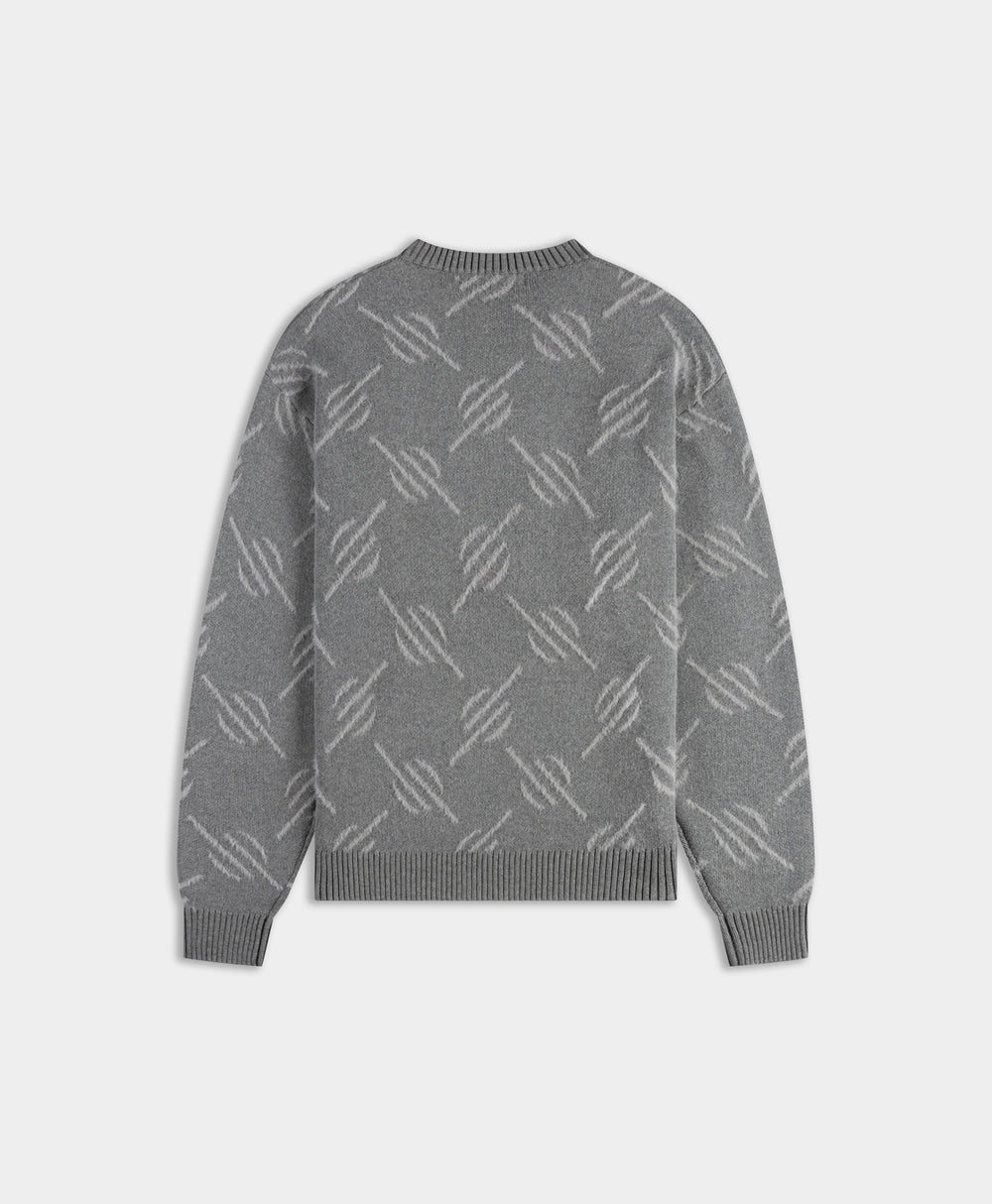 DP - Grey Tevin Monogram Knit Sweater - Packshot - rear