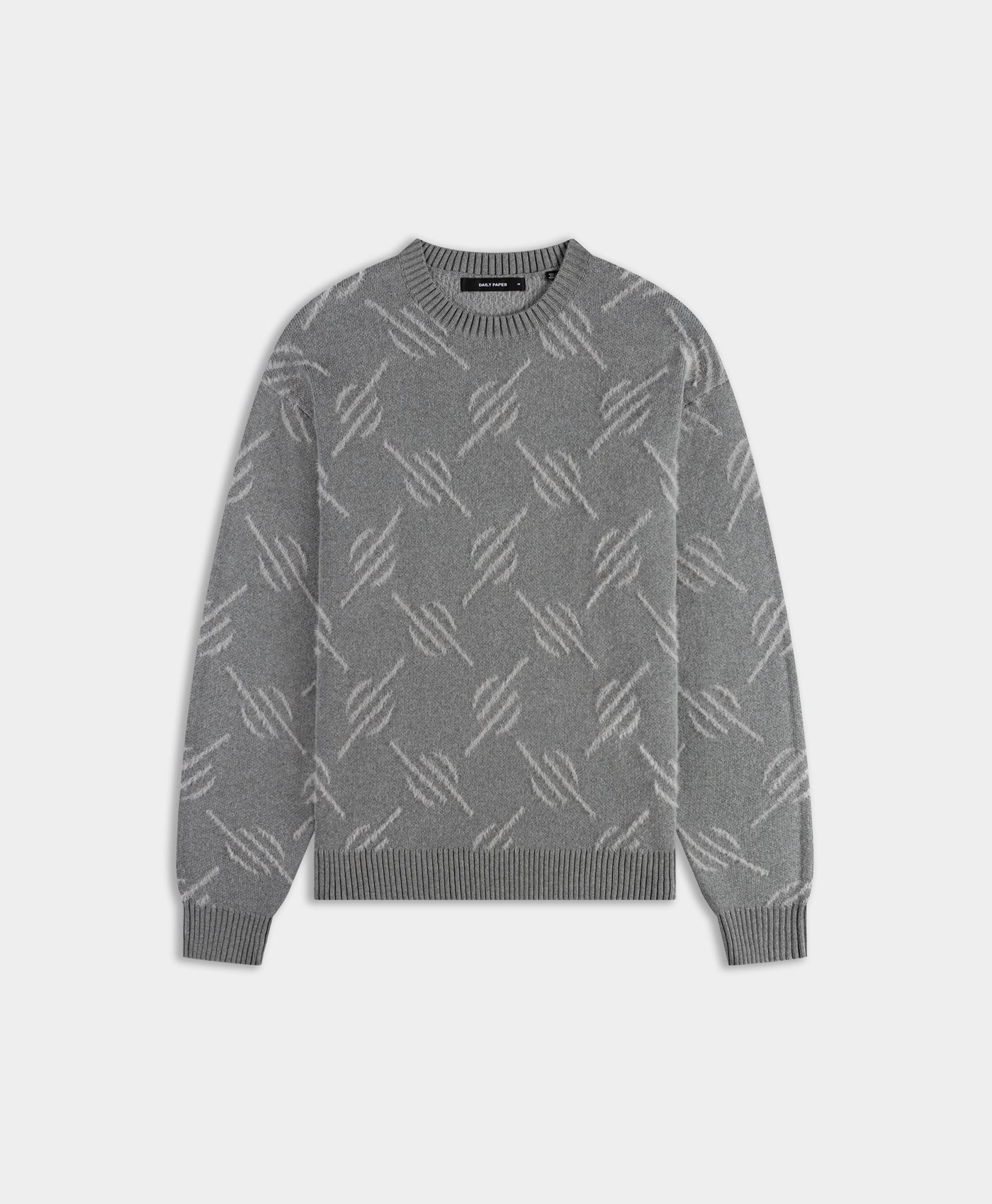 DP - Grey Tevin Monogram Knit Sweater - Packshot - front 