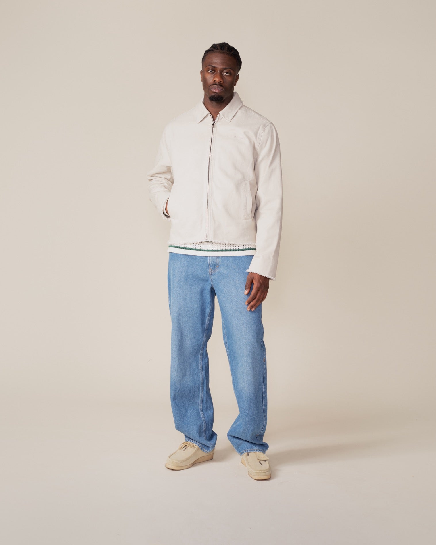 Beige Twill Workwear Jacket