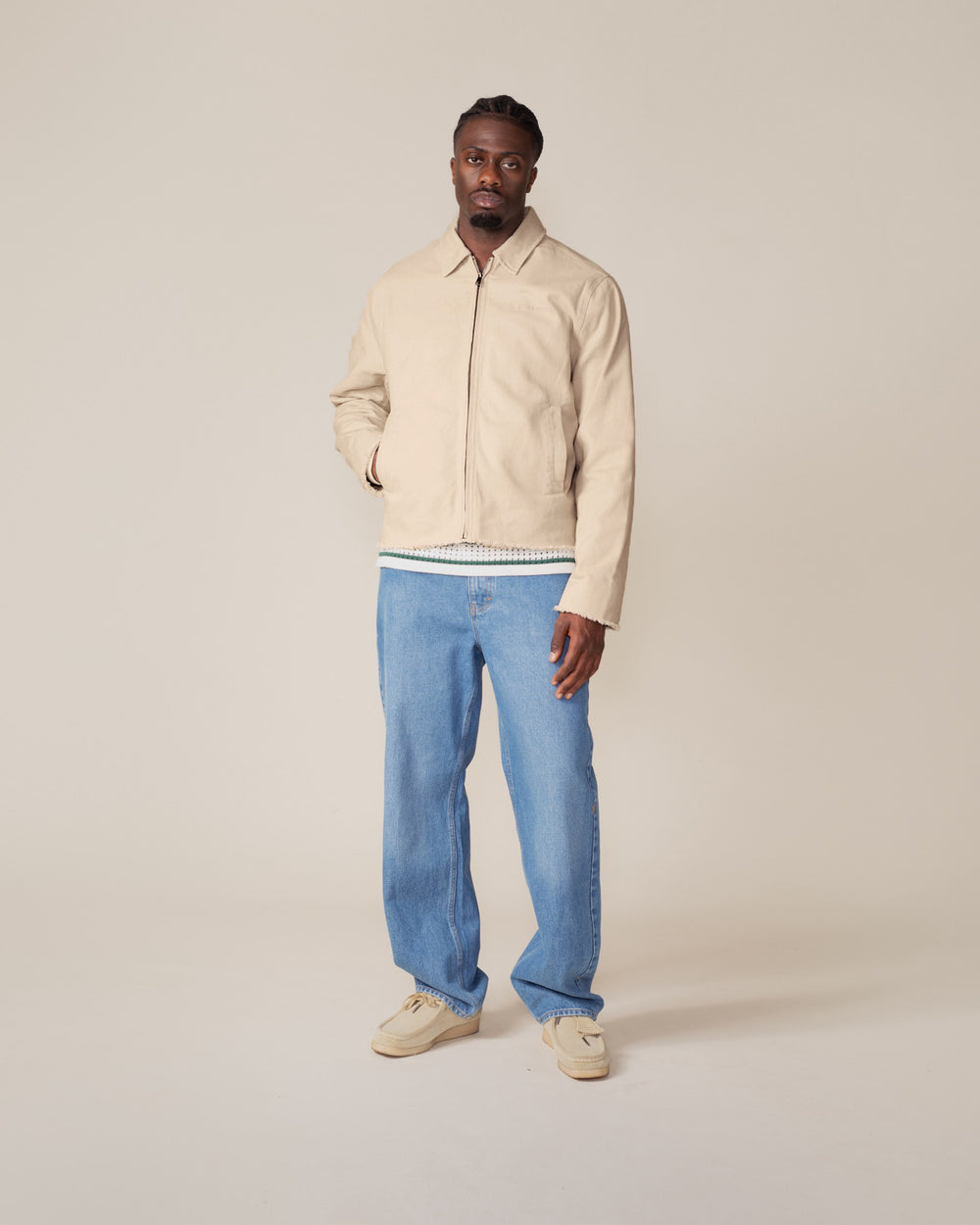 DP - Beige Twill Workwear Jacket - men - Front