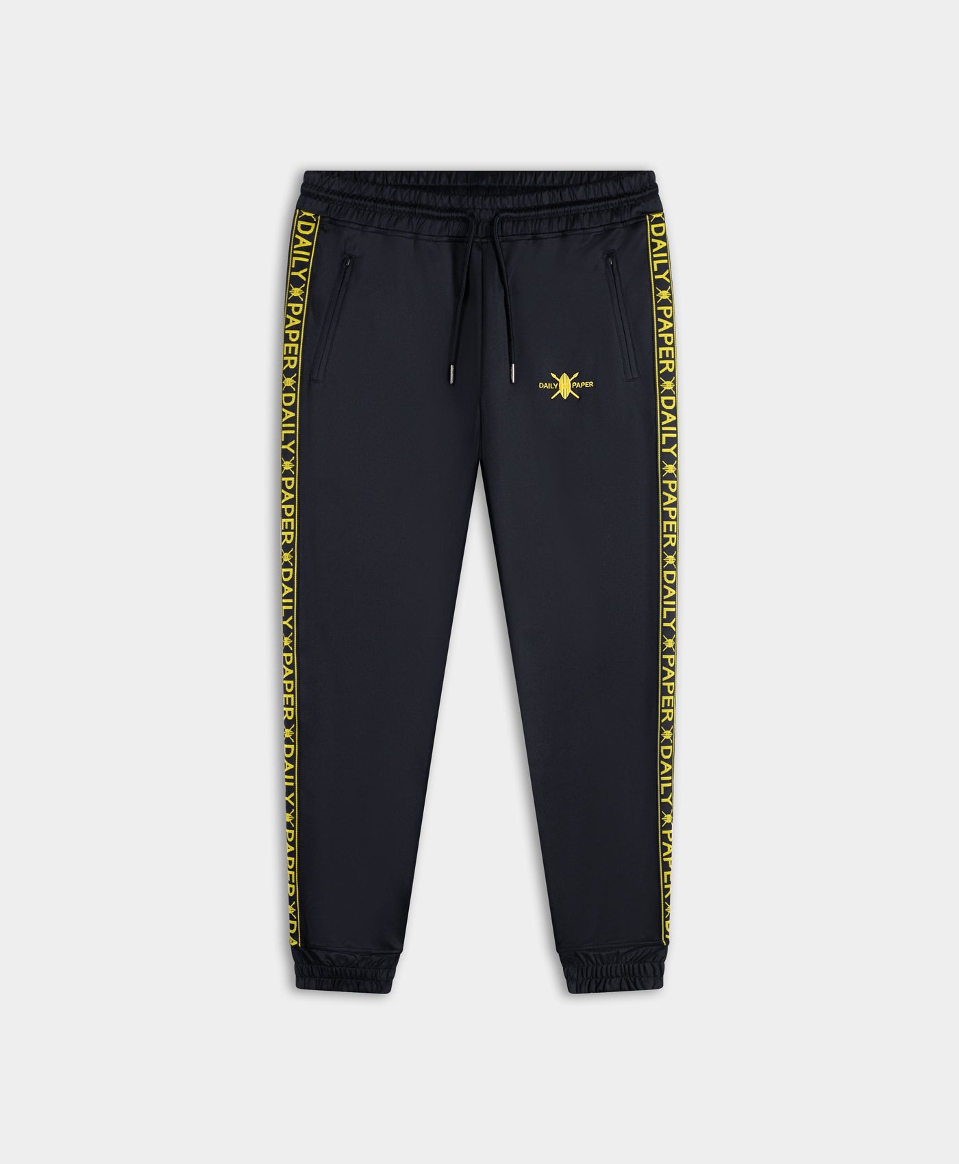 DP - Navy Yellow Tape Logo Track Pants - Packshot - Front
