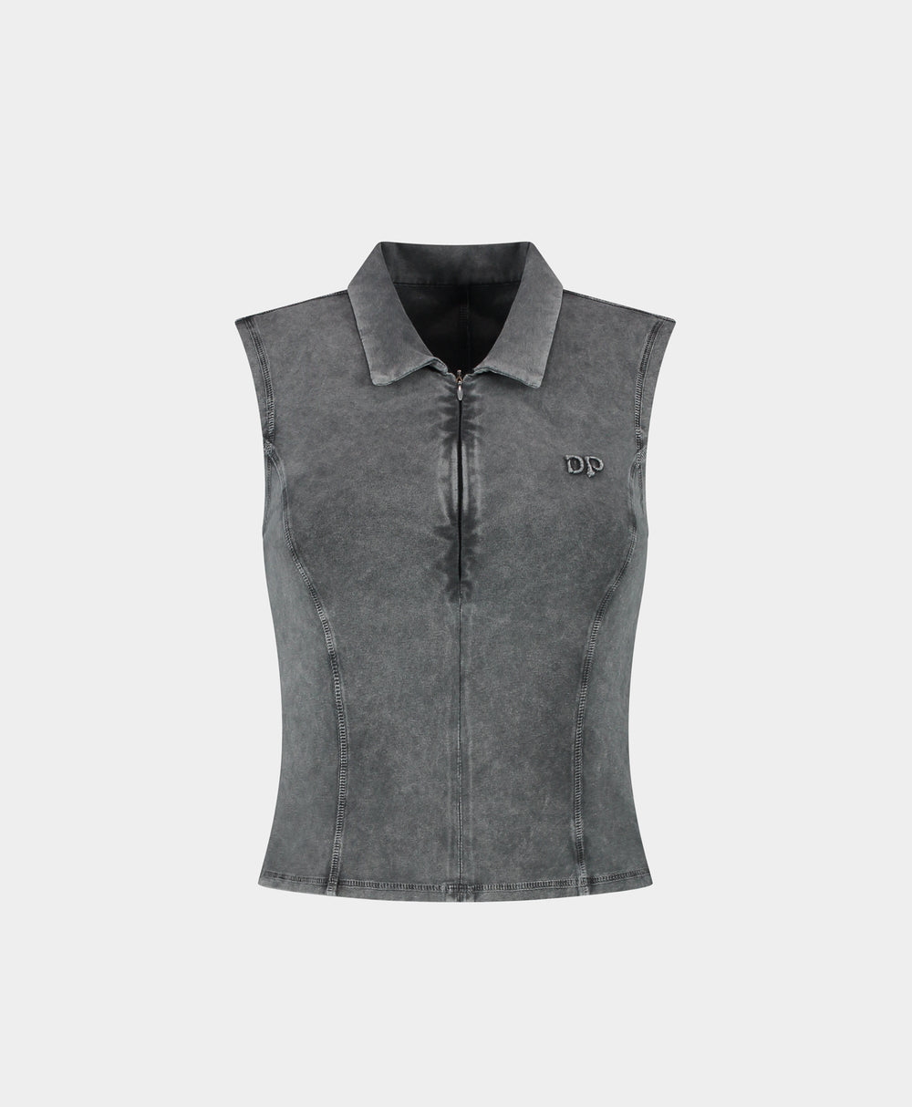 DP - Formal Grey Washed Jersey Polo - Packshot - front 