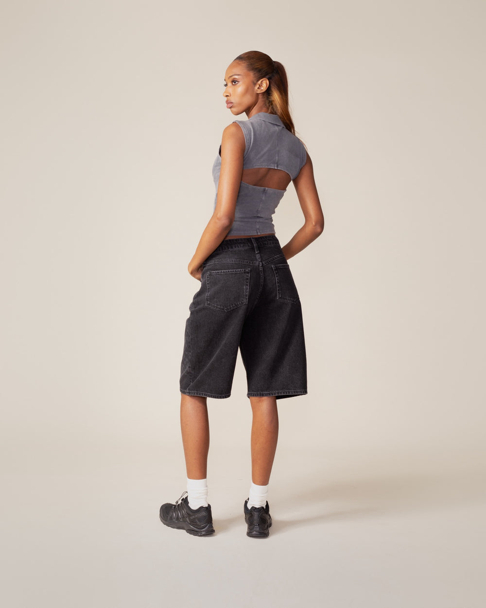 DP - Formal Grey Washed Jersey Polo - wmn - Rear