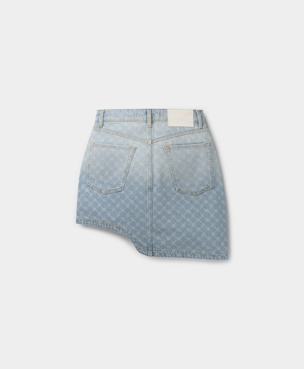 DP - Mid Blue Zella Monogram Denim Skirt - Packshot - Rear