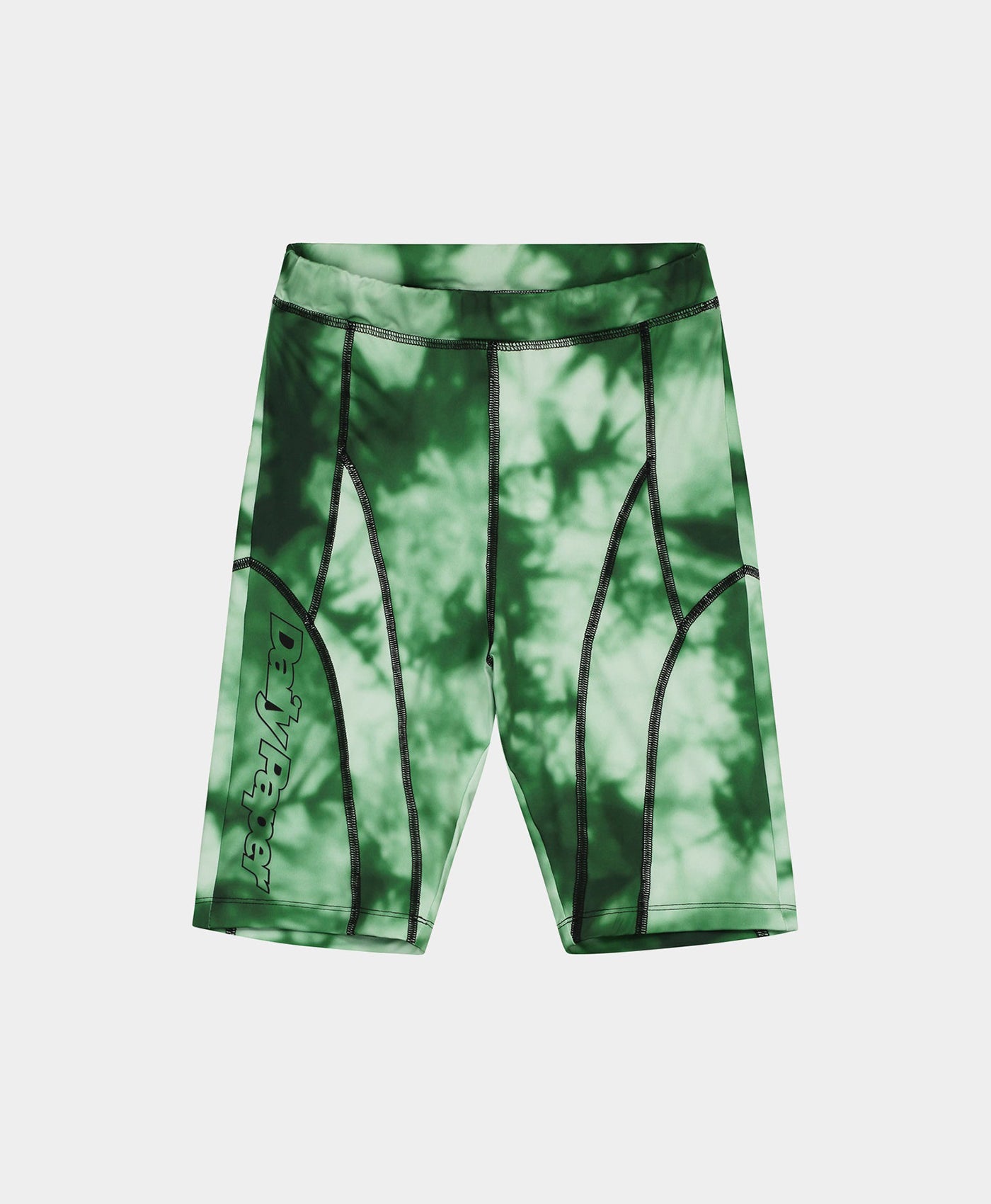 DP - Green Tie Dye Rebike Shorts - Packshot - Front