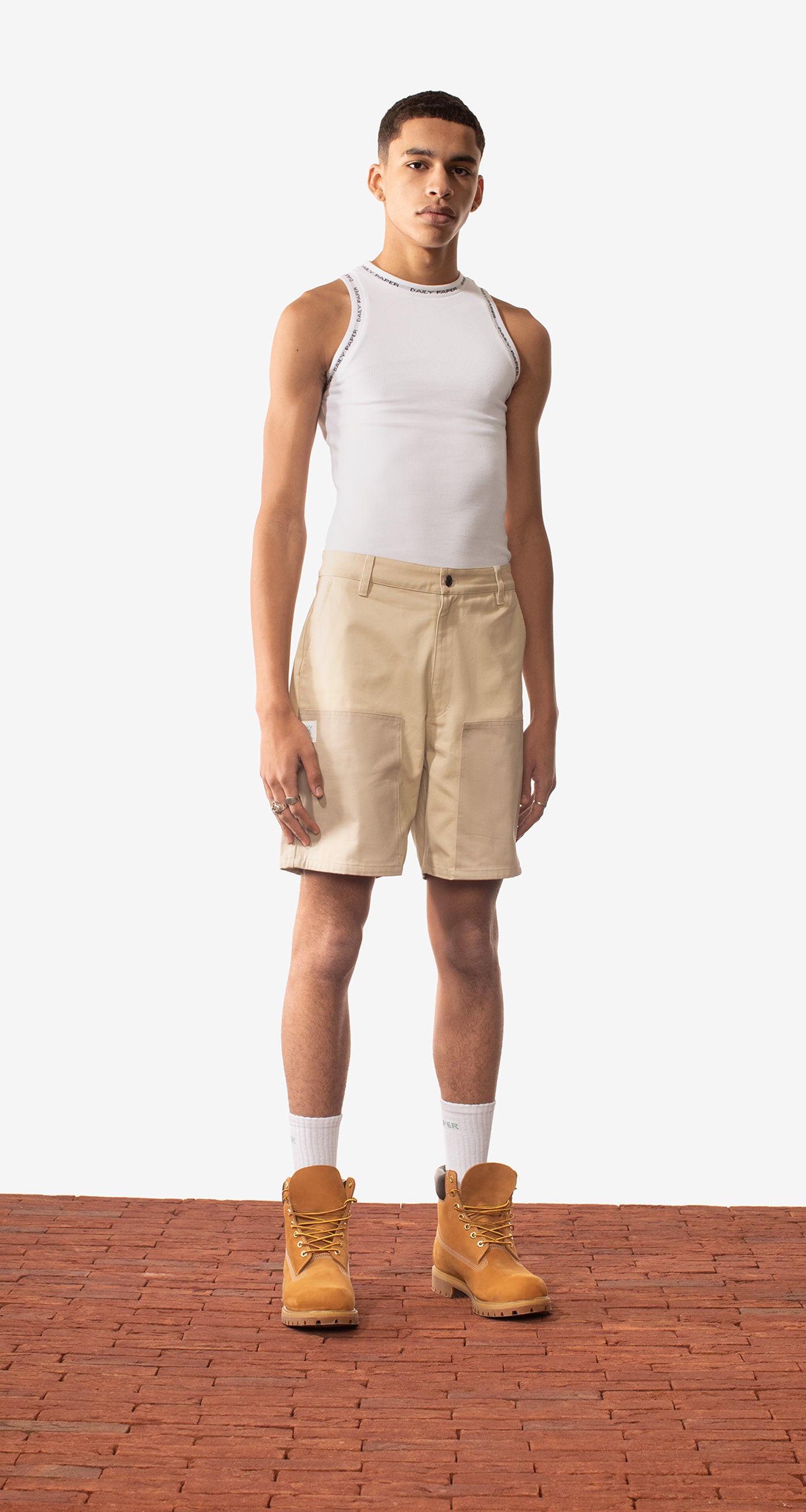 DP - Beige Mevani Shorts - Men - Front Rear