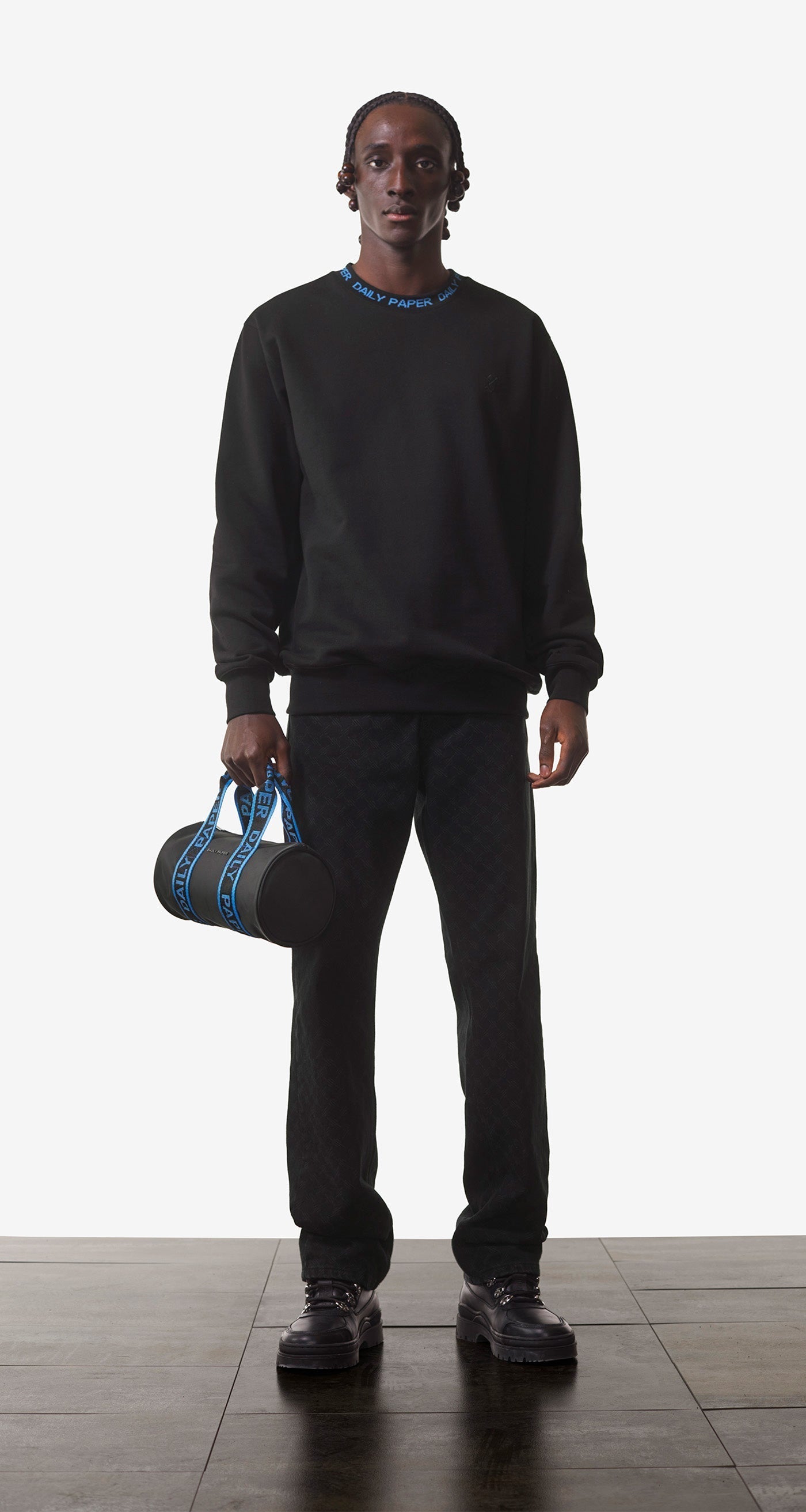 DP - Black Blue Erib Sweater - Men - Front Rear