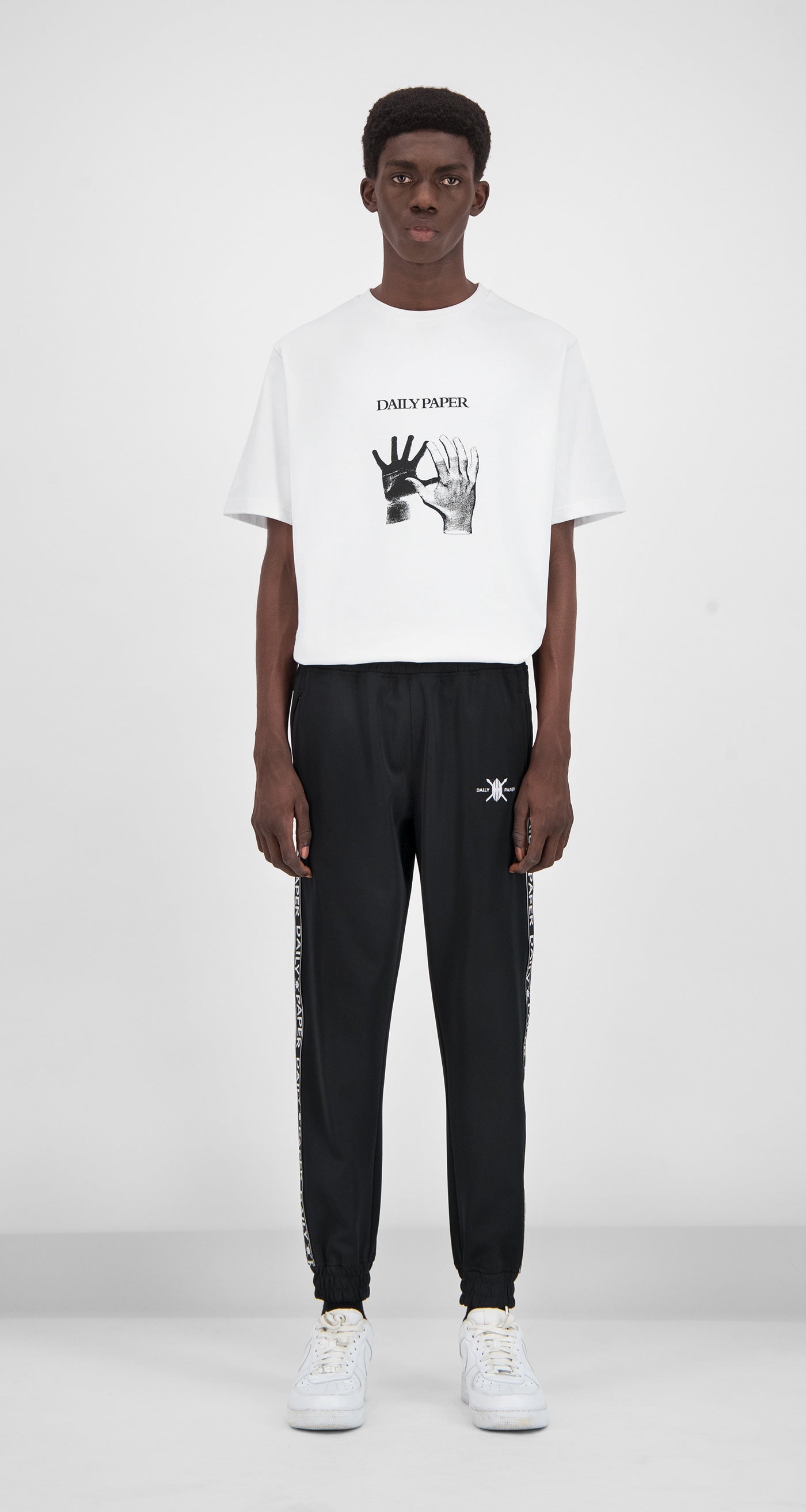 Daily Paper - Black Tape Logo Track Pants Men Front