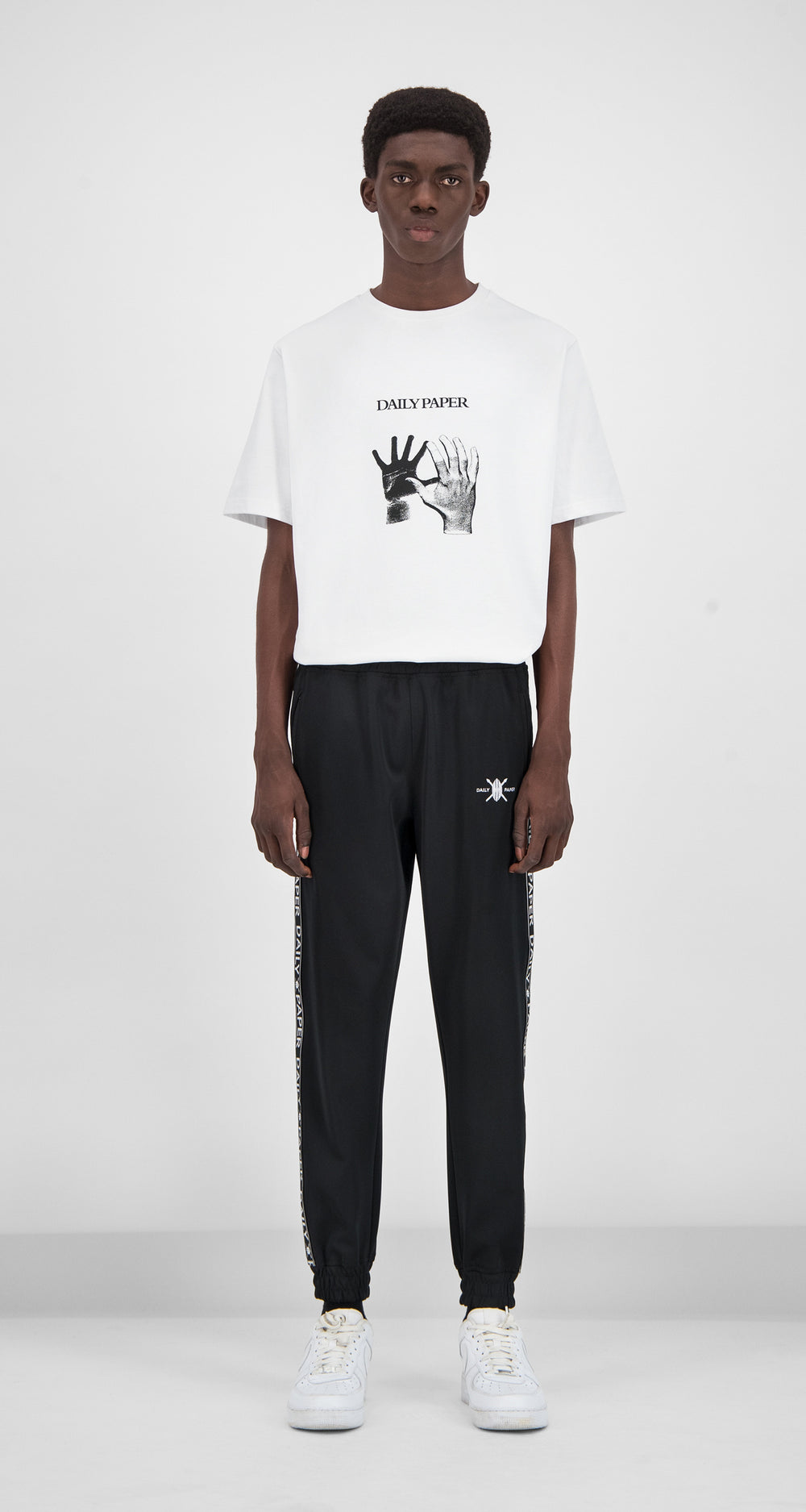 Daily Paper - Black Tape Logo Track Pants Men Front
