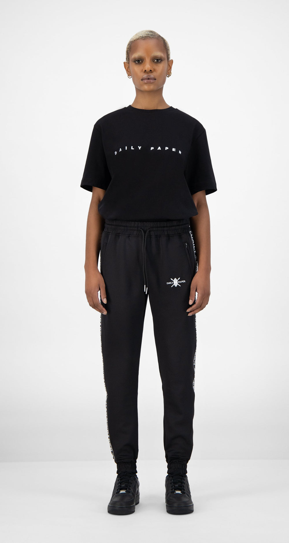 Daily Paper - Black Tape Logo Track Pants Wmn Front