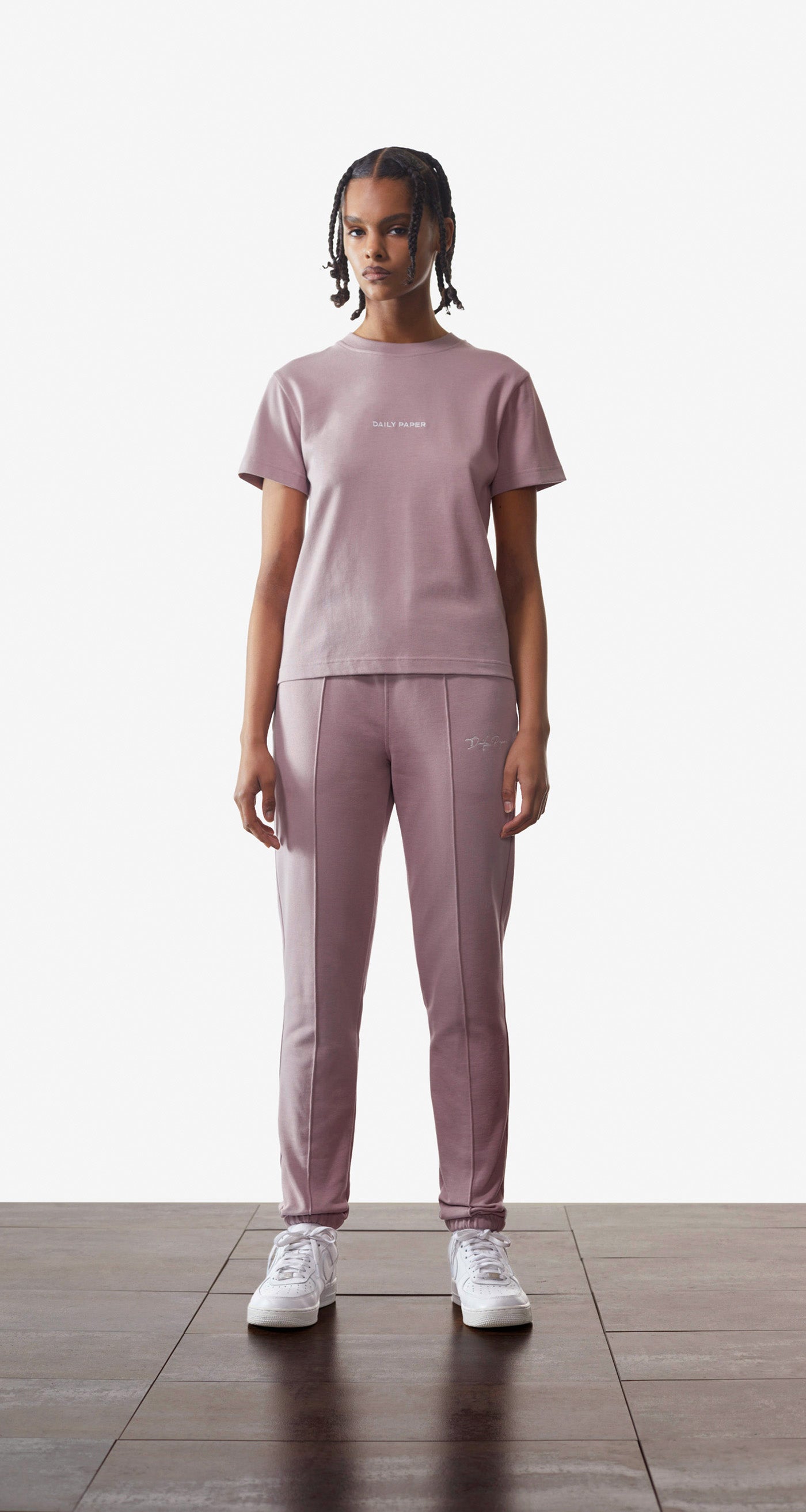 DP - Elderberry Pink Ety Script Jog Pants - wmn - Front
