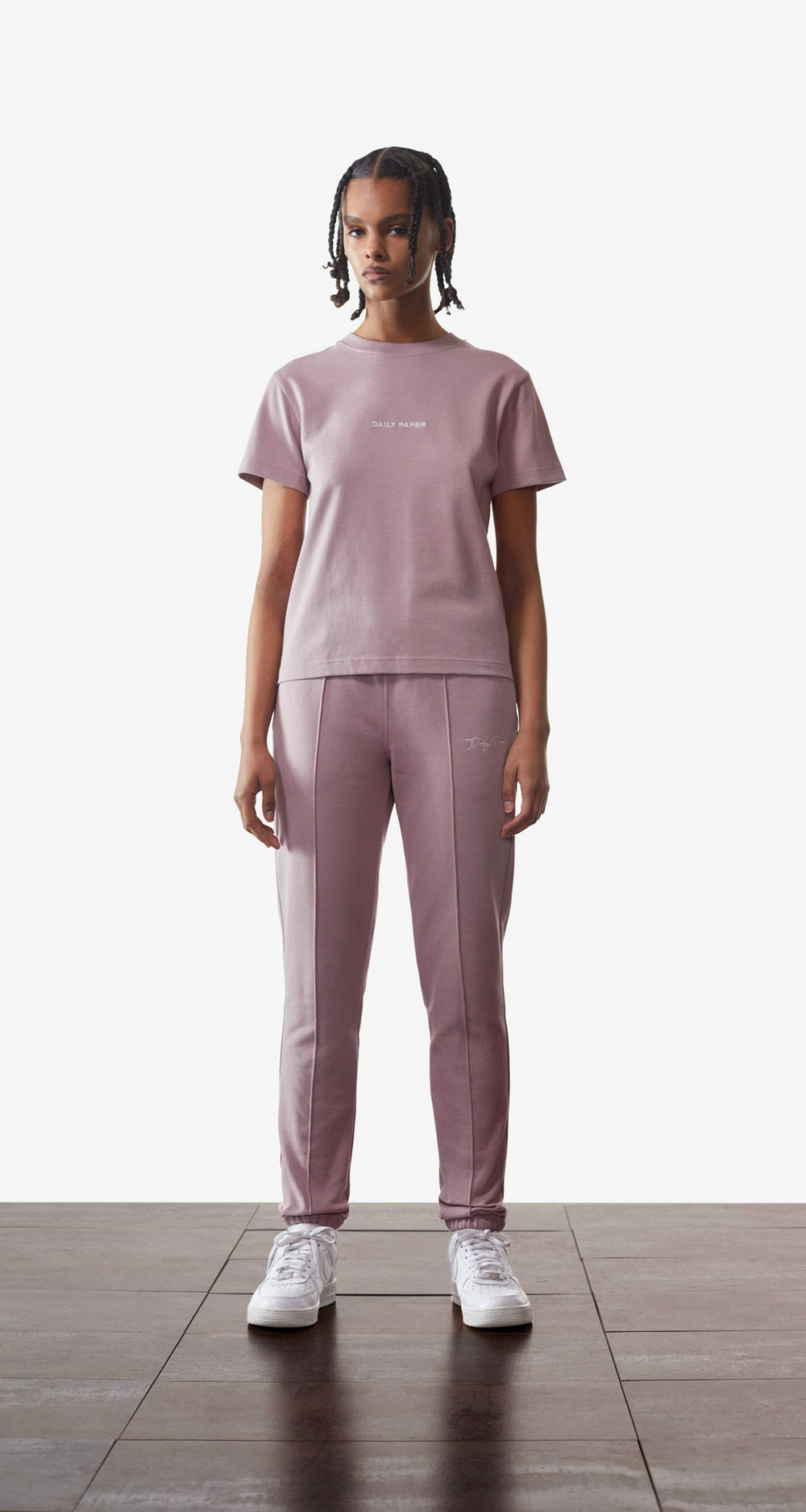 DP - Elderberry Pink Ety Script Jog Pants - wmn - Front