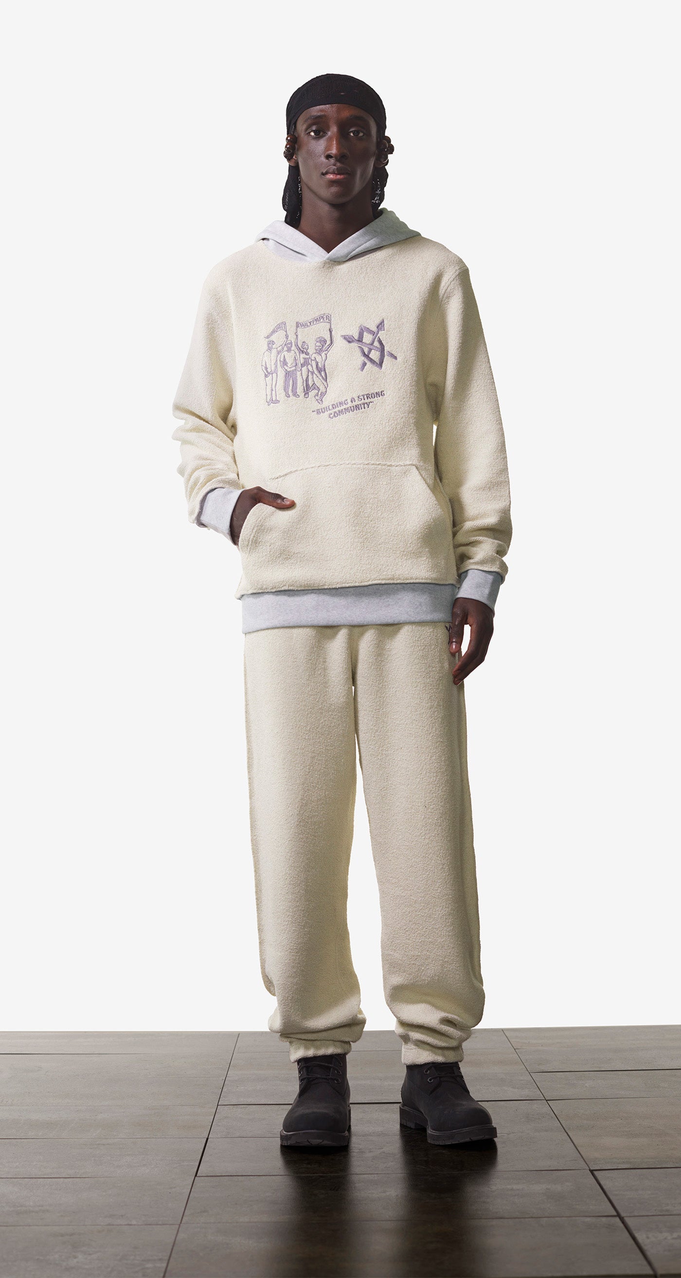 DP - Grey Melange Off White Nemar Pants - Men - Front