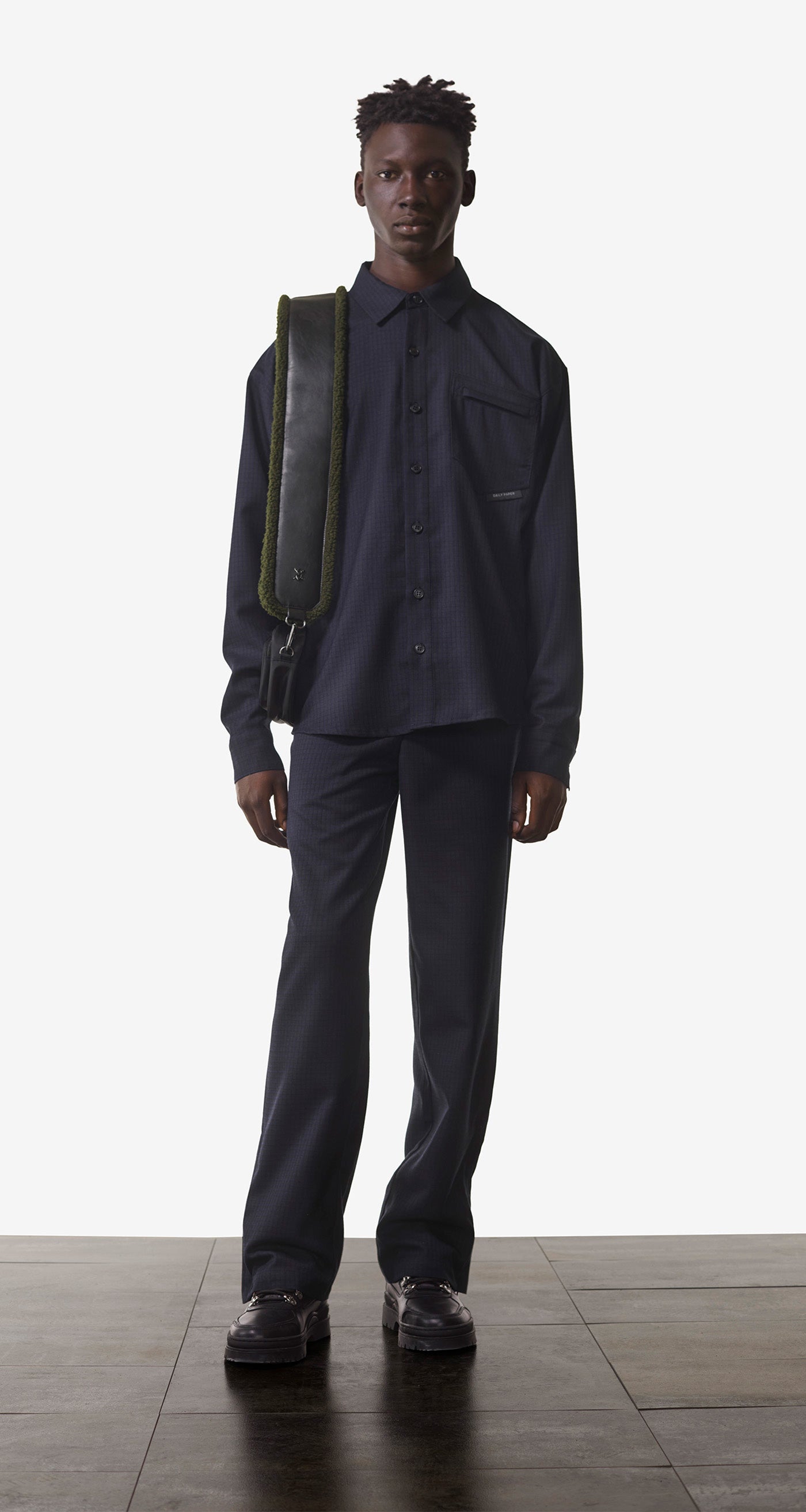 DP - Grey Blue Check Nashad Pants - Men - Front Rear