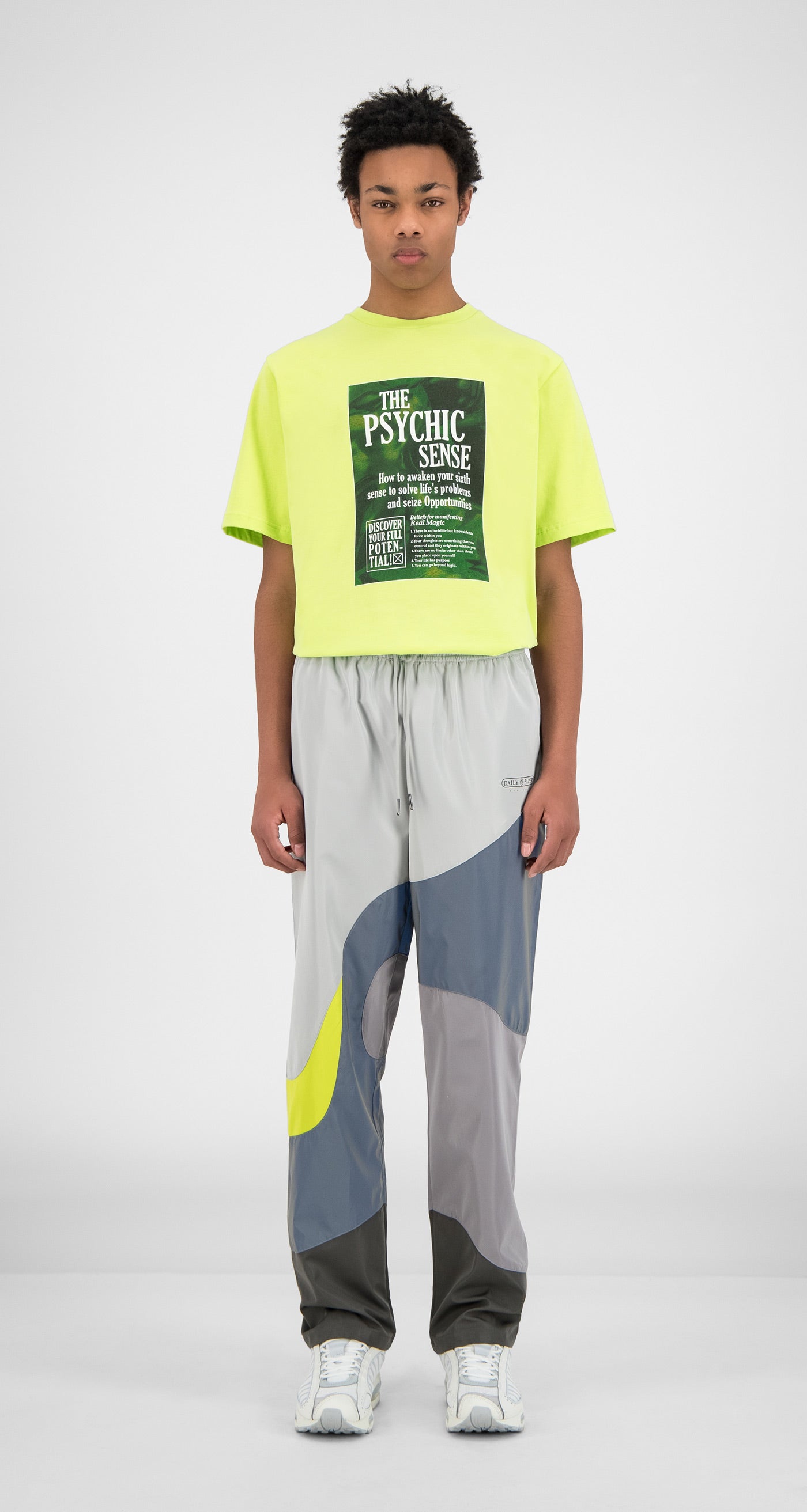 Daily Paper - Grey Reflective Green Huka Pants - Men Front