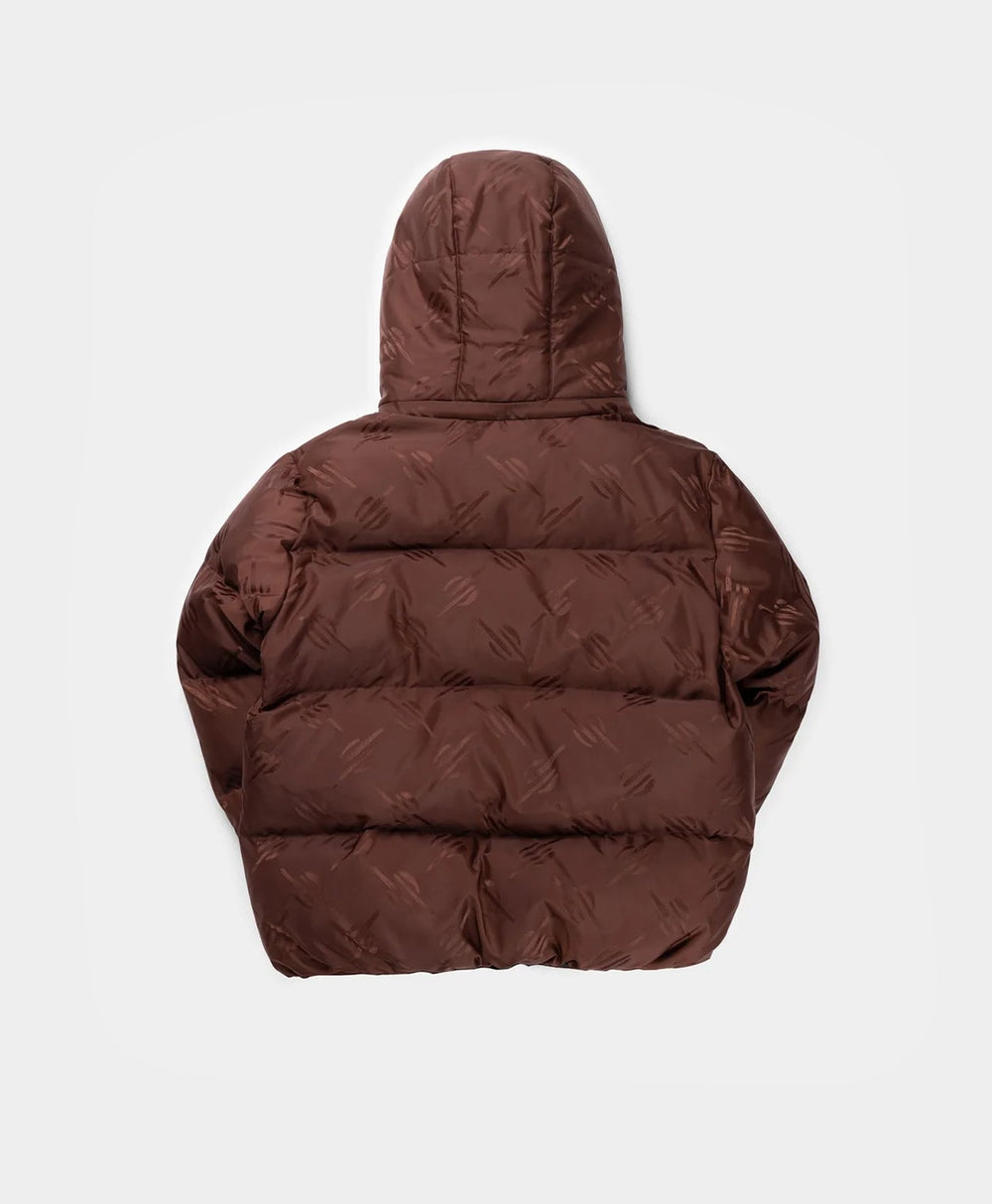 DP - Chocolate Brown Monogram Honit Puffer Jacket - Packshot - Rear