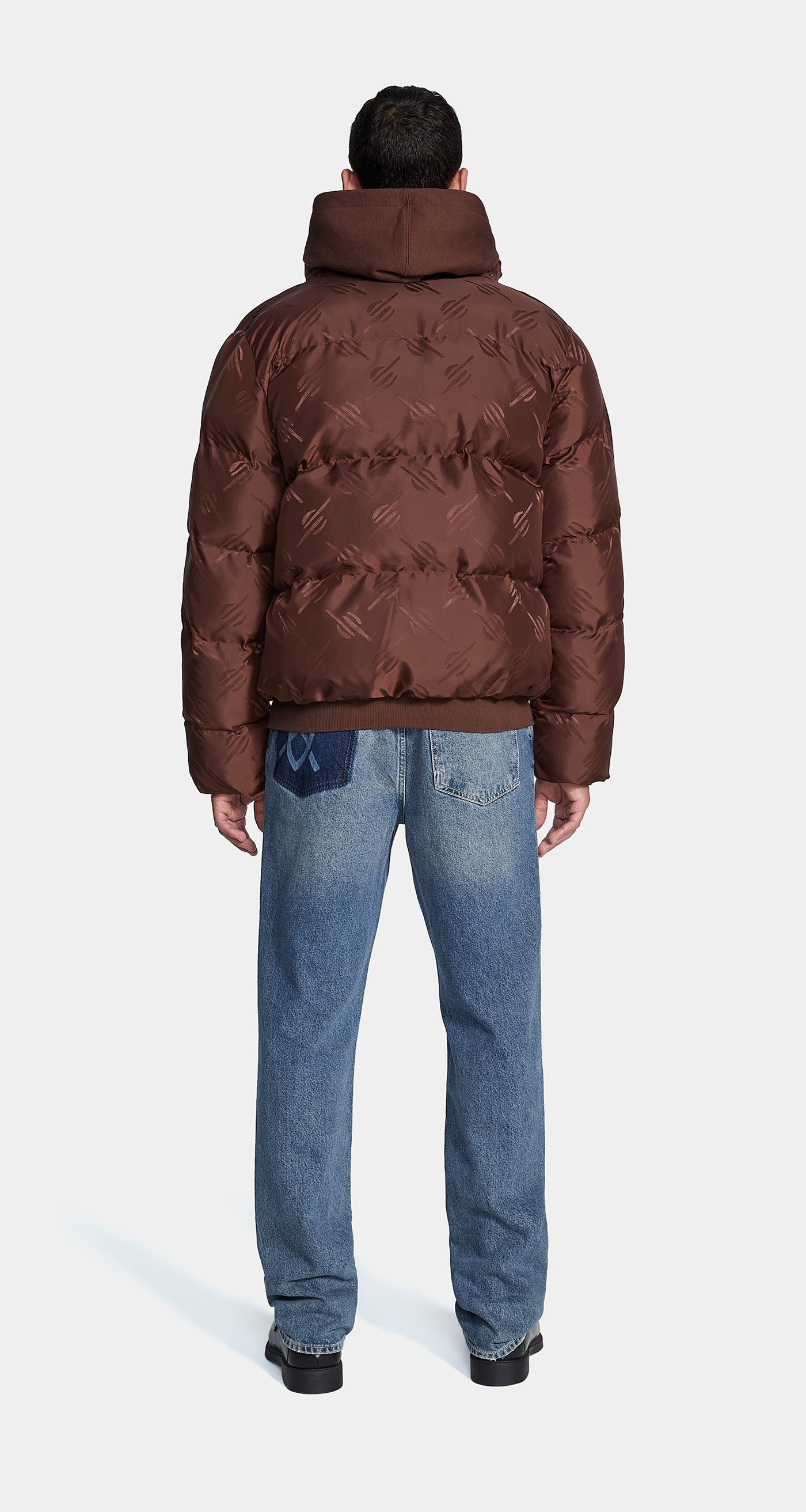 DP - Chocolate Brown Monogram Honit Puffer Jacket - Men - Rear