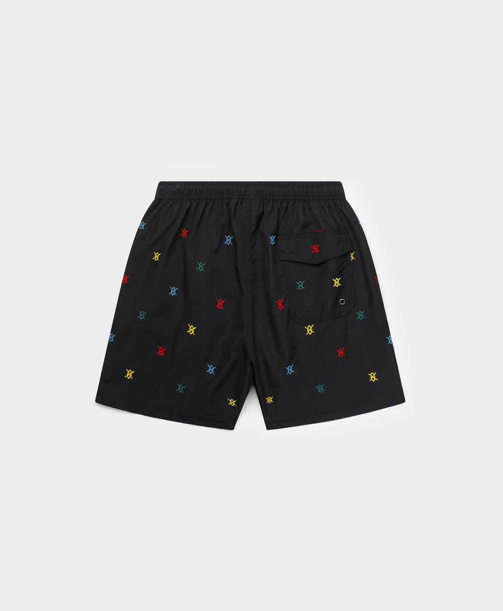 DP - Black Multicolor Reshield Swim Shorts - Packshot - Rear