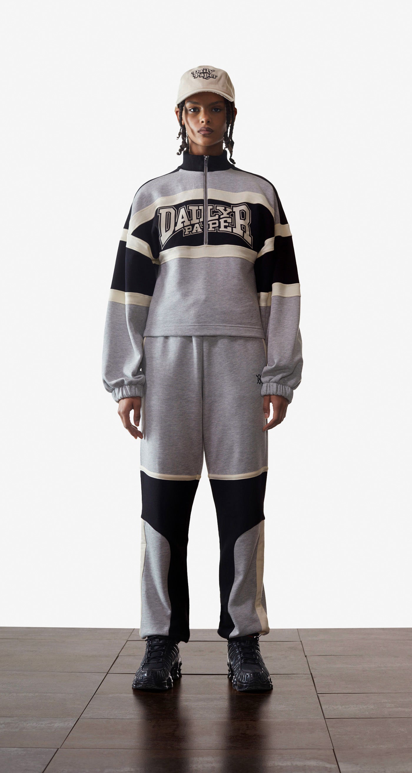 DP - Overcast Beige Black Grey Melange Nabila Trackpants - Wmn - Front