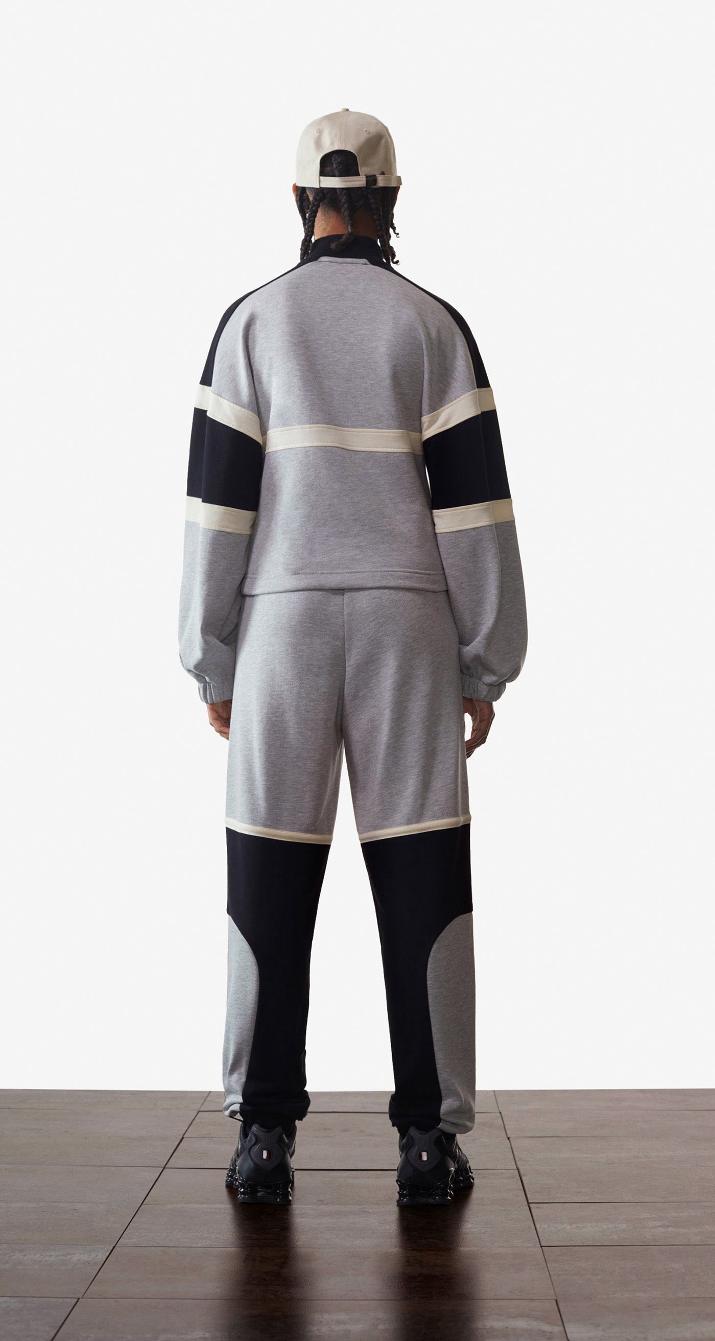 DP - Overcast Beige Black Grey Melange Nabila Trackpants - Wmn - Rear