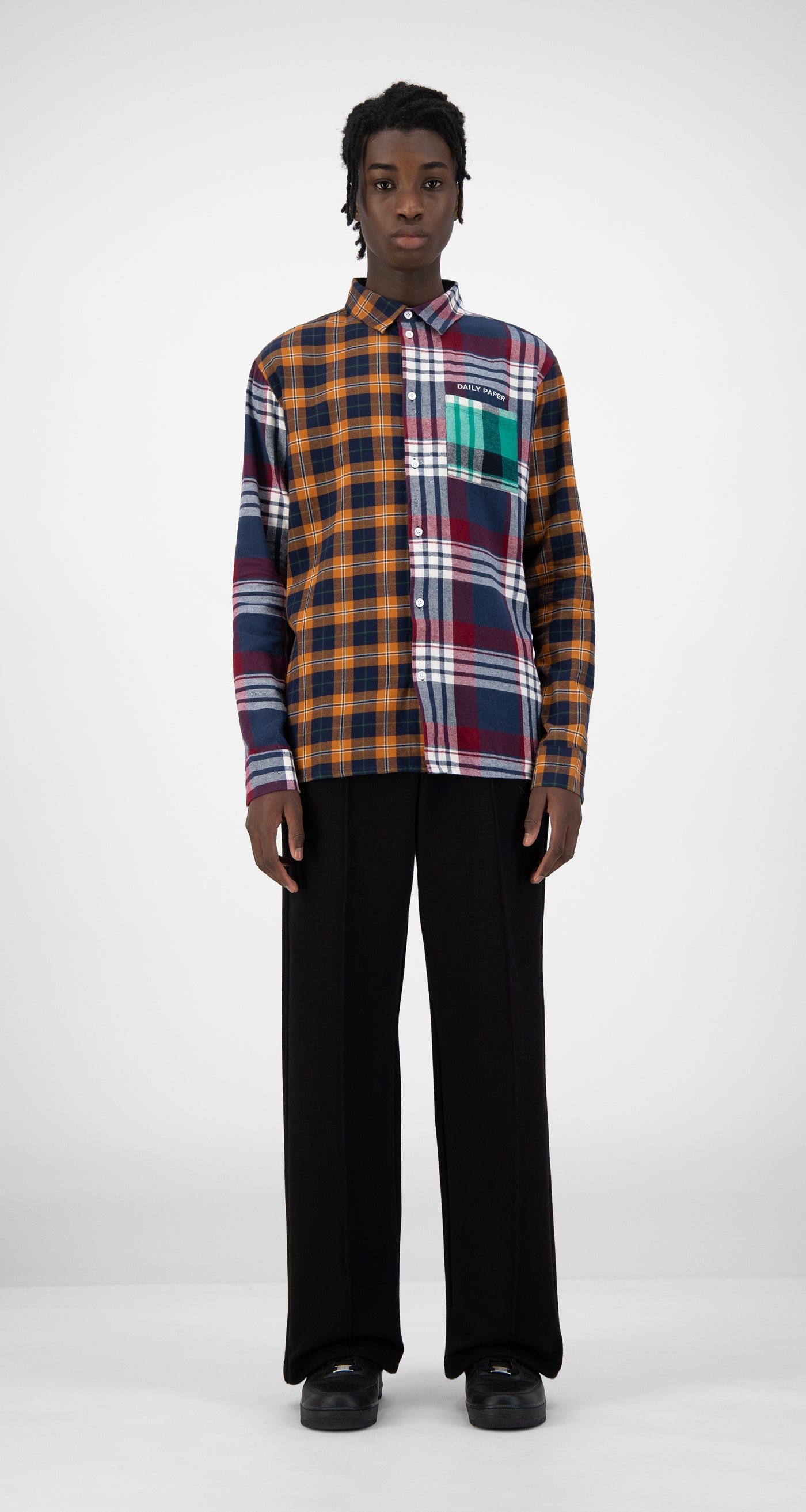 Daily Paper - Orange Navy Hocheck Shirt - Men Front