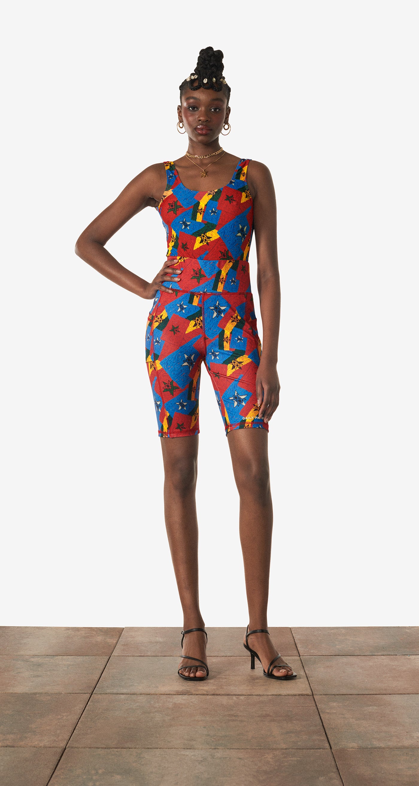 DP - Red Blue Yellow Flag Rerise Flag Swimsuit - Wmn - Front
